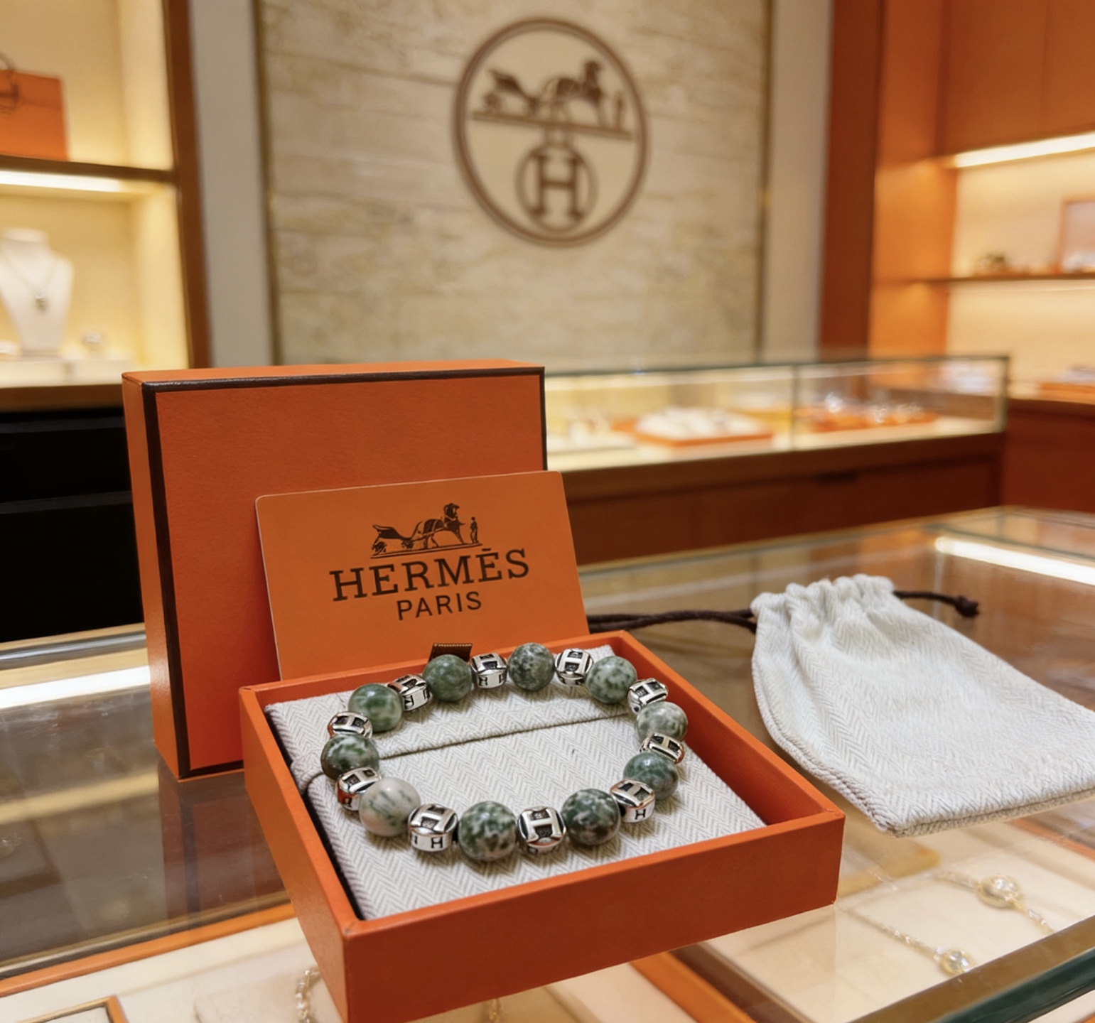 Hermès 新品发布 Hermas爱马仕手链 奢华爱马仕手串 天然石药王石手链 最新款全件串珠手链档次更高 Anger Forest系列H 爱马仕手链