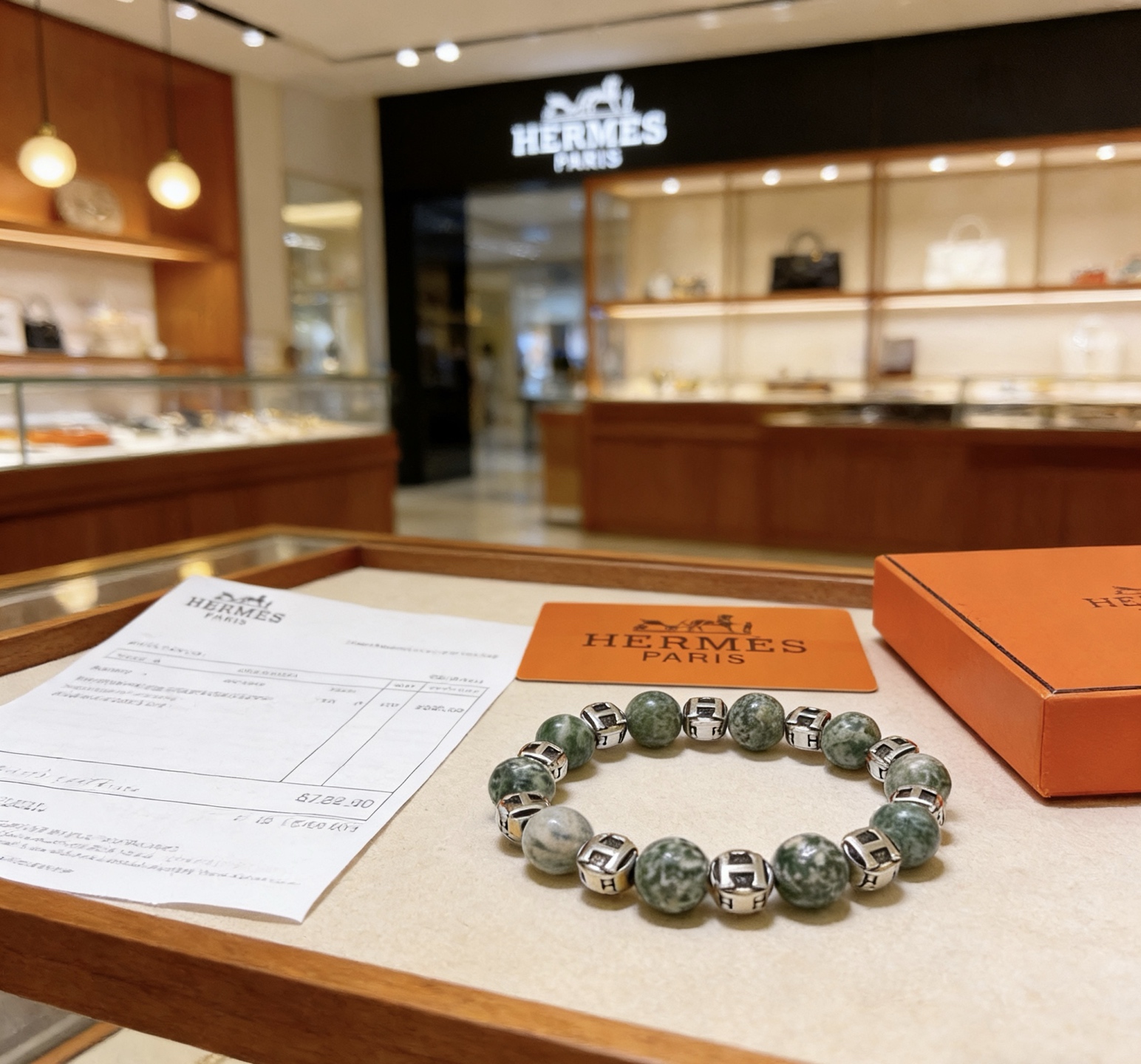 Hermès 新品发布 Hermas爱马仕手链 奢华爱马仕手串 天然石药王石手链 最新款全件串珠手链档次更高 Anger Forest系列H 爱马仕手链