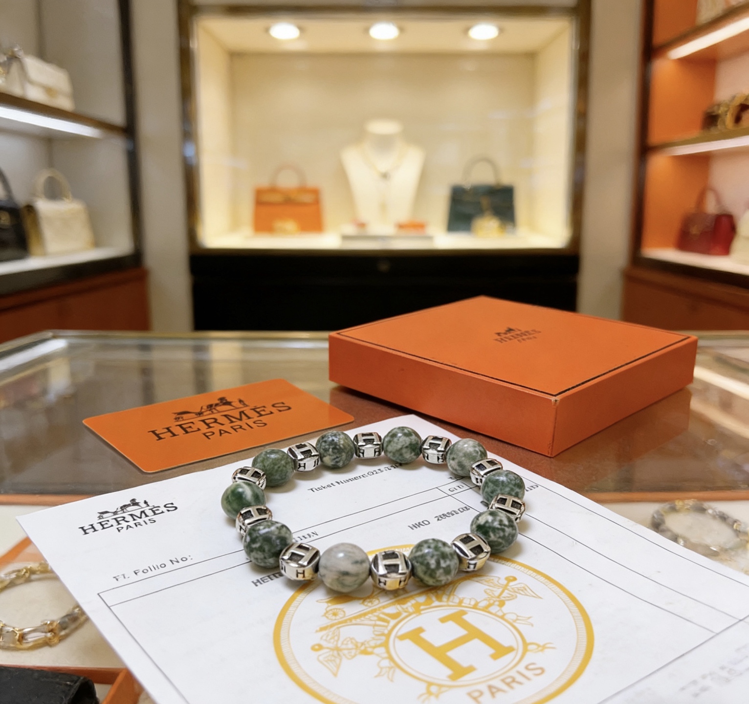 Hermès 新品发布 Hermas爱马仕手链 奢华爱马仕手串 天然石药王石手链 最新款全件串珠手链档次更高 Anger Forest系列H 爱马仕手链