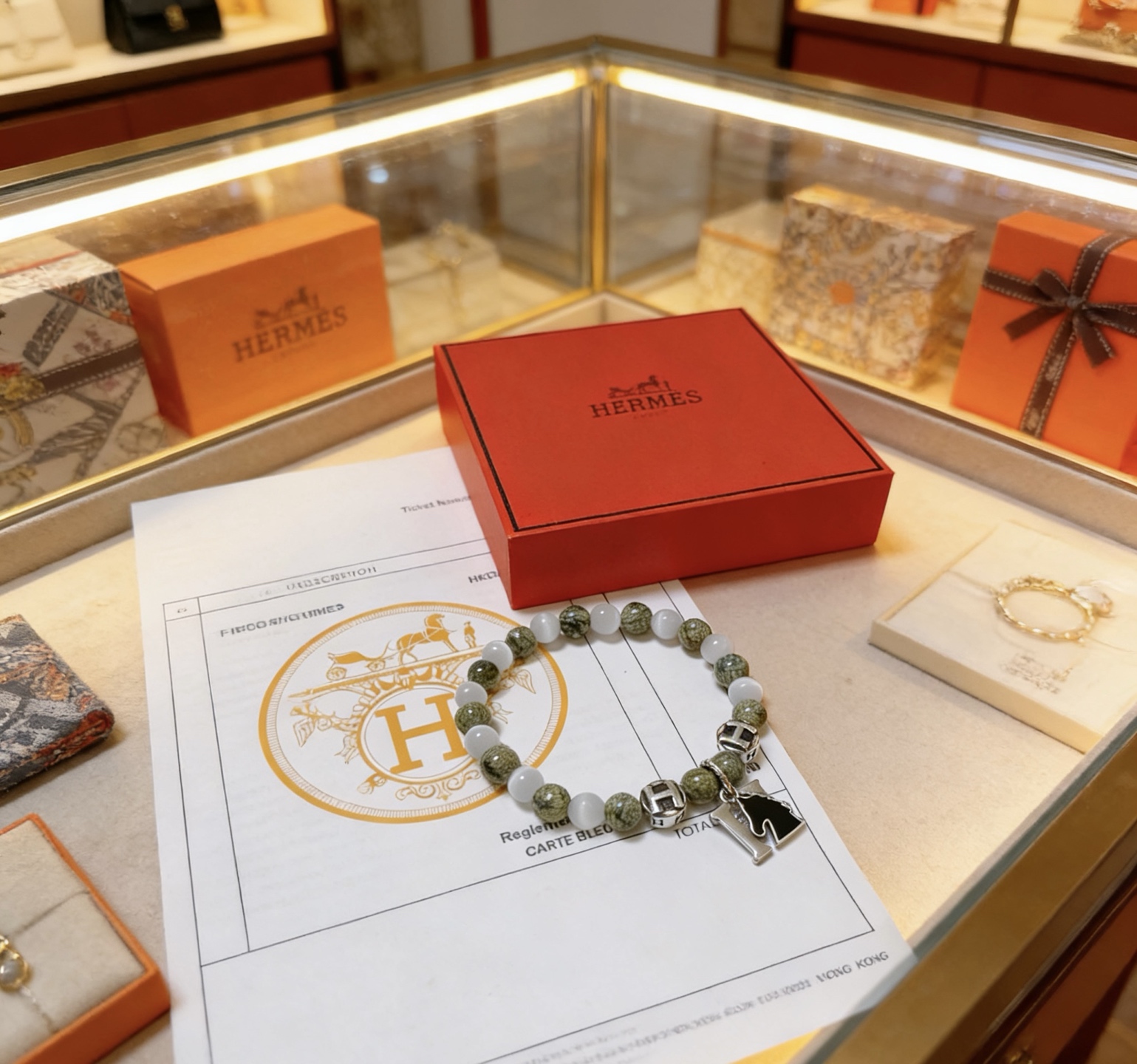 Hermès 新品发布 Hermas爱马仕手链 奢华爱马仕手串 天然石手链 最新款全件串珠手链档次更高 Anger Forest系列H 爱马仕手链