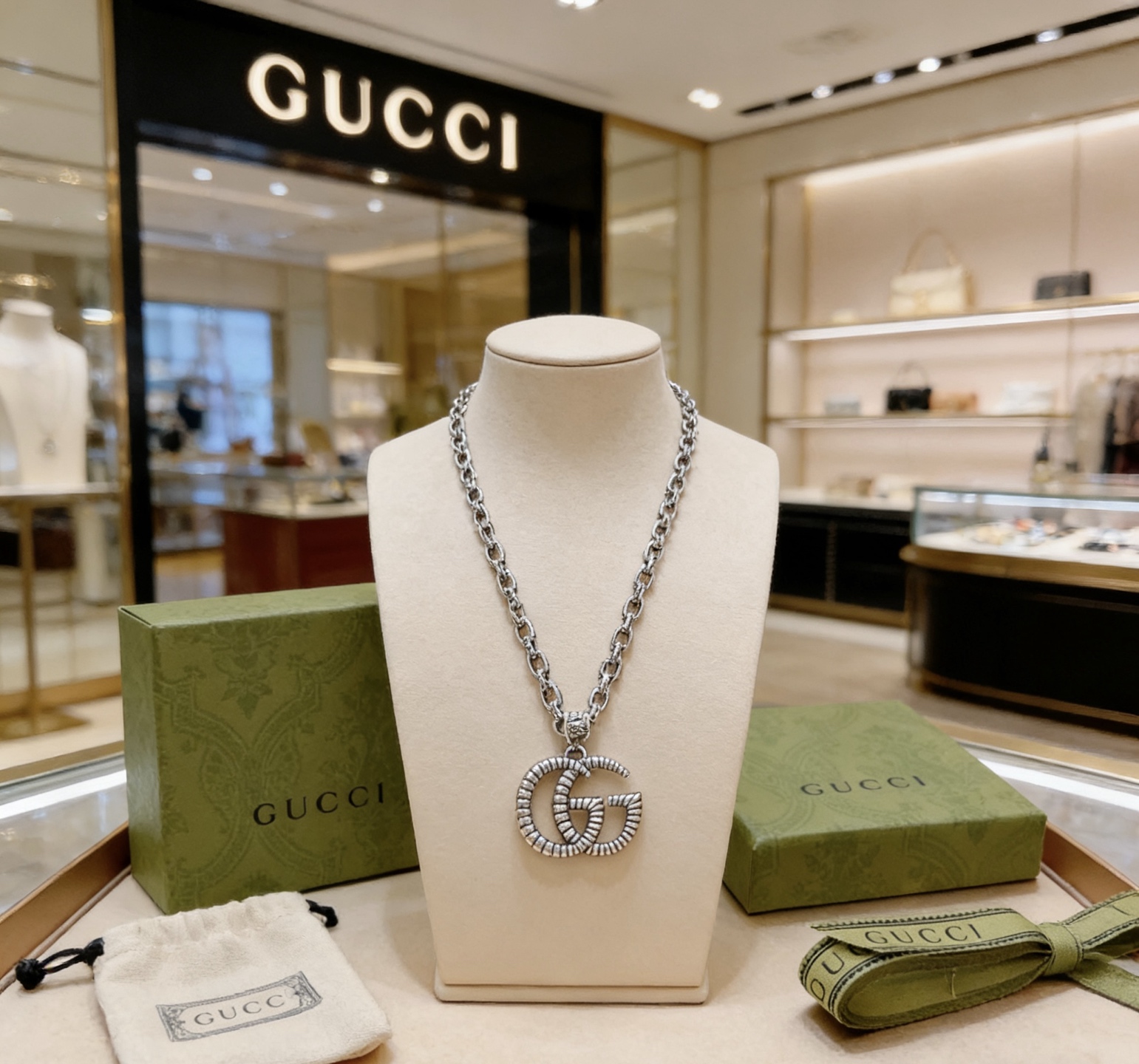 Gucci 𝐆𝐮𝐜𝐜𝐢古驰项链最新款链条档次更高