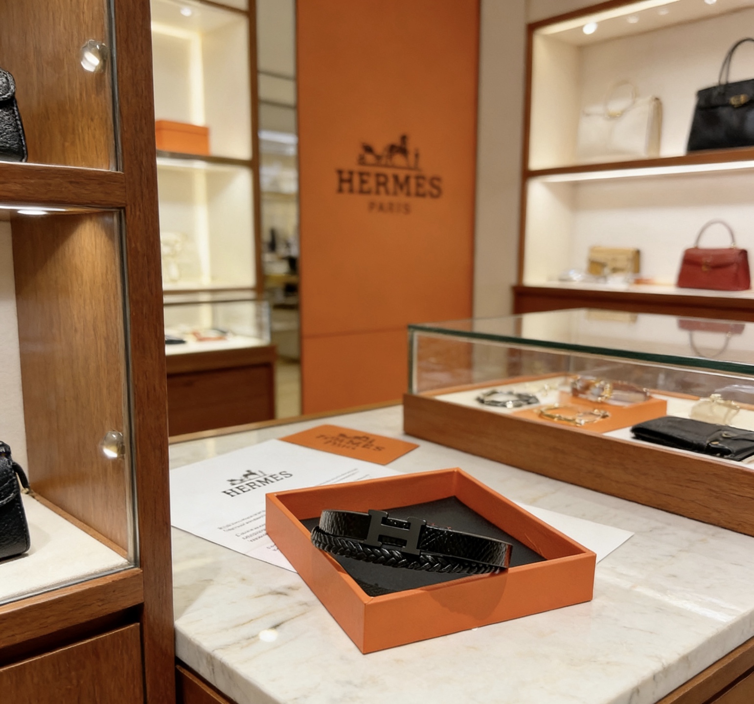 Hermès 新品发售 ‍⬛爱马仕皮绳手环最新款纯手工皮材质档次更高 Anger Forest系列爱马仕手链 款系列18k金手链手绳 黑武士