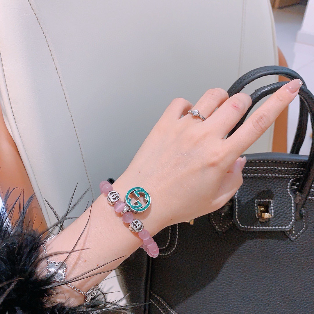 Gucci 新品发布𝐆𝐮𝐜𝐜𝐢古驰手链 最新款天然猫眼石手链档次更高 Anger Forest系列双g手链