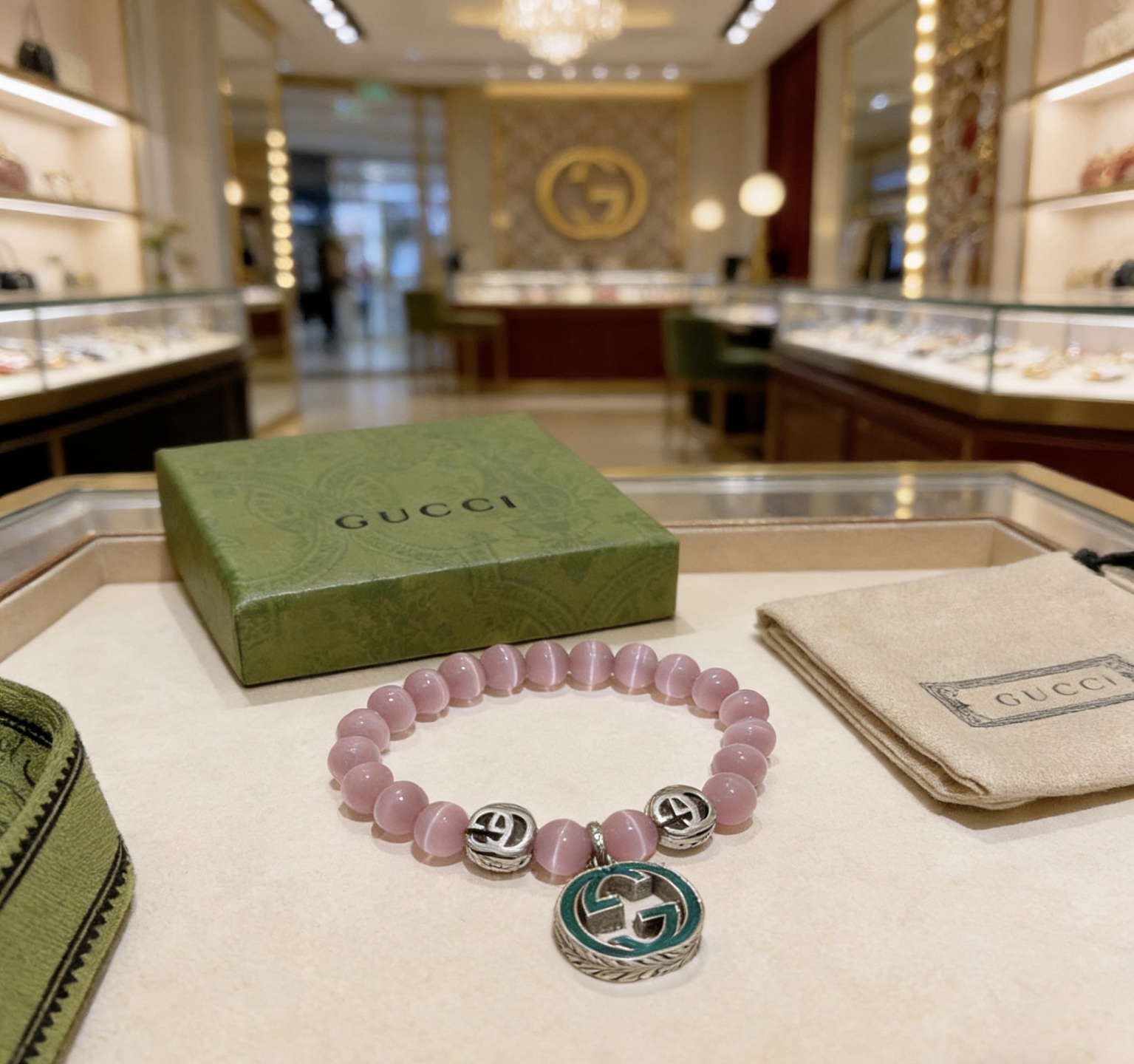 Gucci 新品发布𝐆𝐮𝐜𝐜𝐢古驰手链 最新款天然猫眼石手链档次更高 Anger Forest系列双g手链