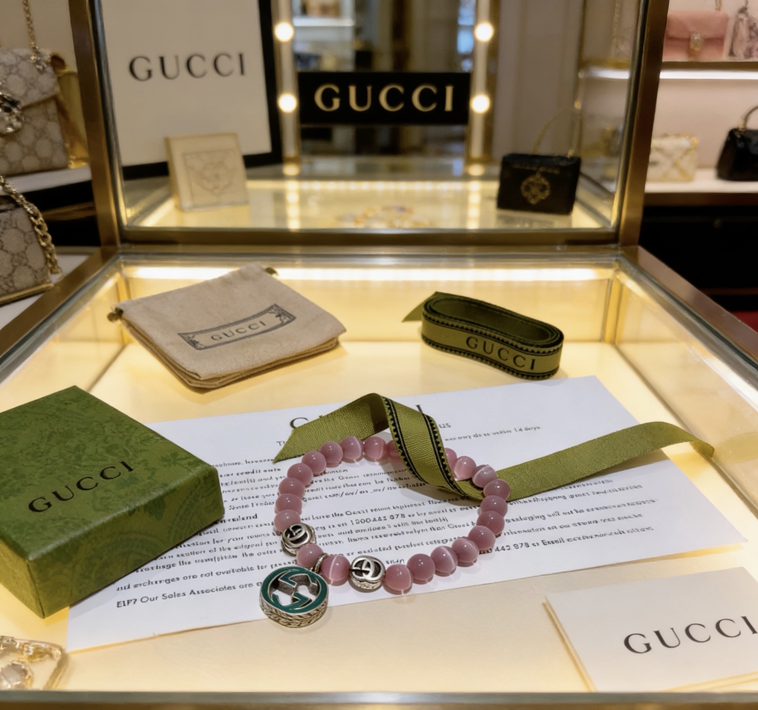 Gucci 新品发布𝐆𝐮𝐜𝐜𝐢古驰手链 最新款天然猫眼石手链档次更高 Anger Forest系列双g手链