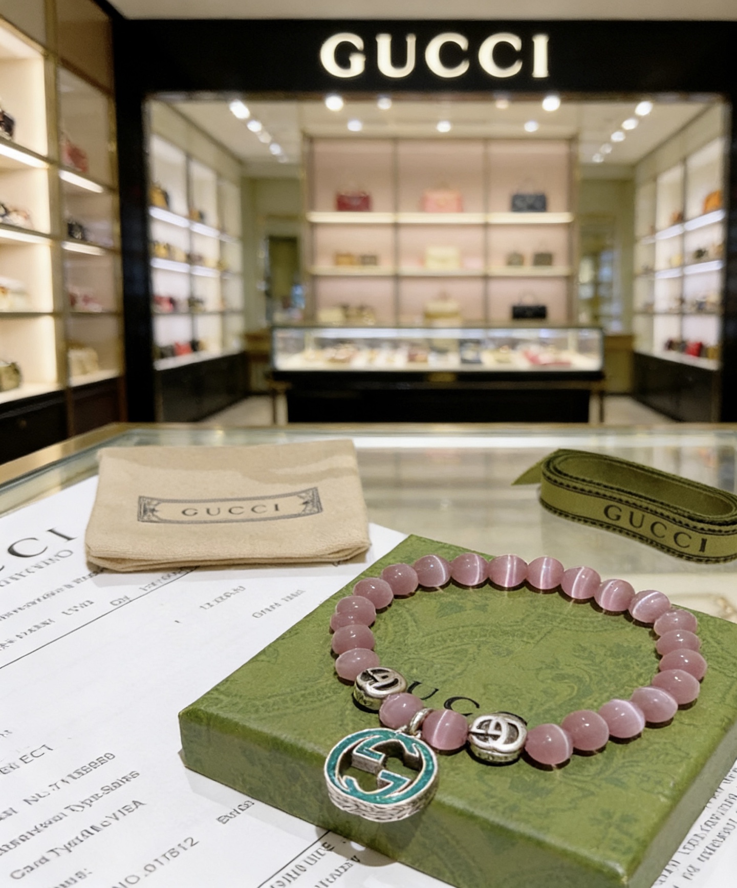 Gucci 新品发布𝐆𝐮𝐜𝐜𝐢古驰手链 最新款天然猫眼石手链档次更高 Anger Forest系列双g手链