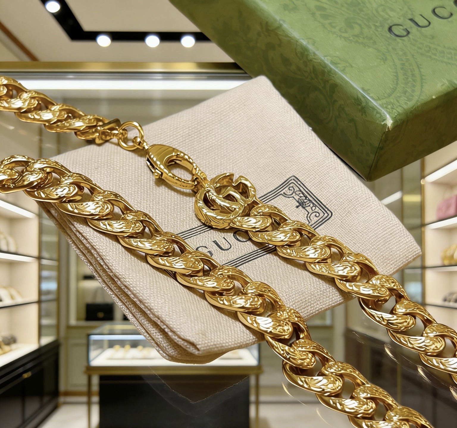 Gucci 𝐆𝐮𝐜𝐜𝐢古驰项链最新款链条档次更高 Anger Forest系列双G古驰项链 高端货 不氧化不退色