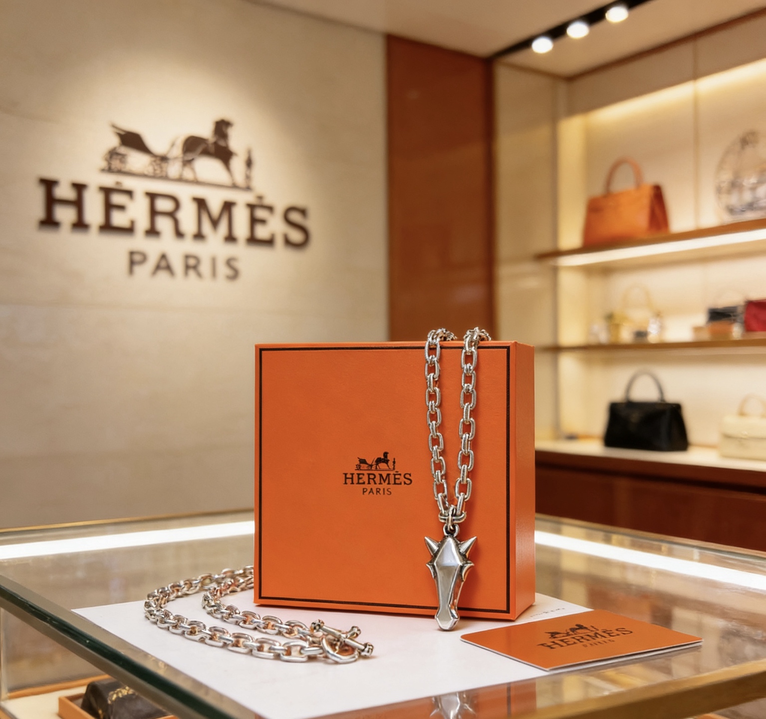 Hermès 爱马仕项链 马头项链系列首饰 进口定制.高端链条 搭配 新品 简单 火 设计独特 前卫 男女 款