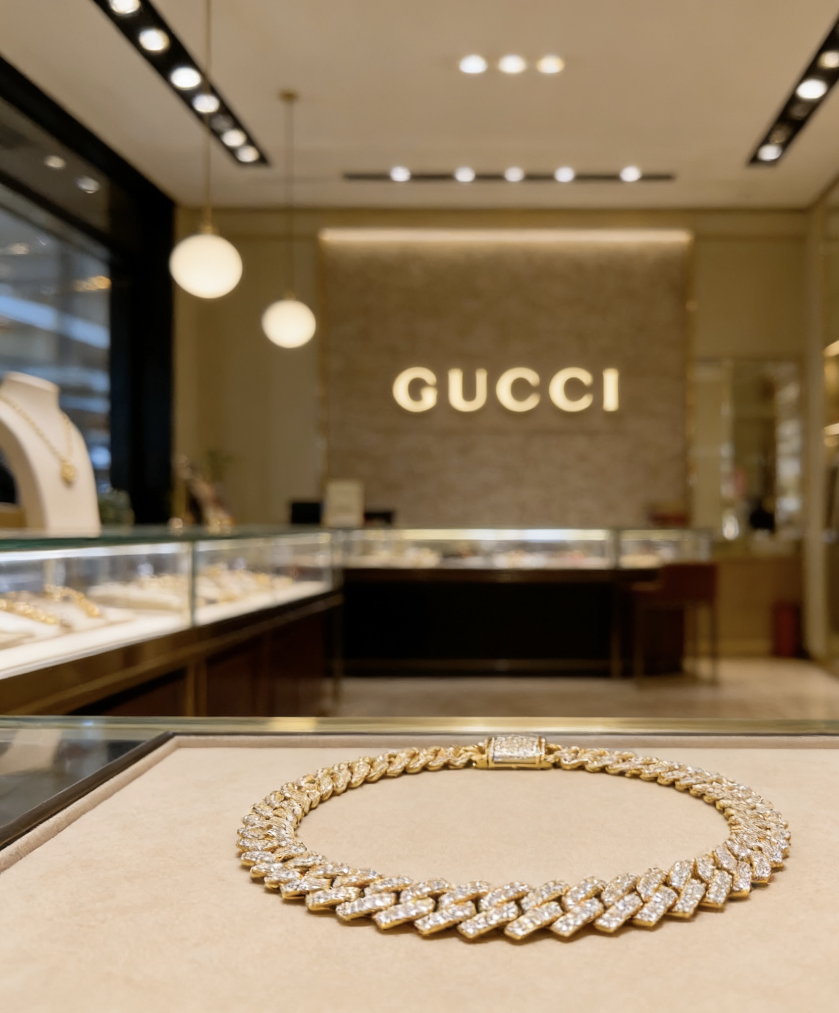Gucci 奢华款𝐆𝐮𝐜𝐜𝐢古驰项链最新款满钻链条档次更高