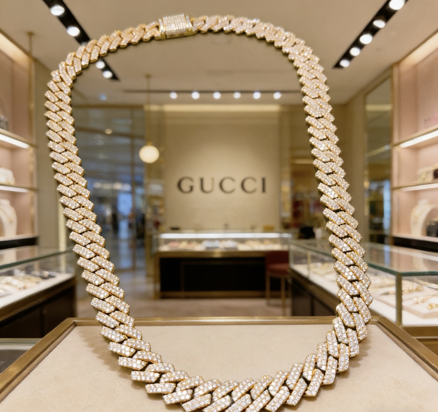 Gucci 奢华款𝐆𝐮𝐜𝐜𝐢古驰项链最新款满钻链条档次更高