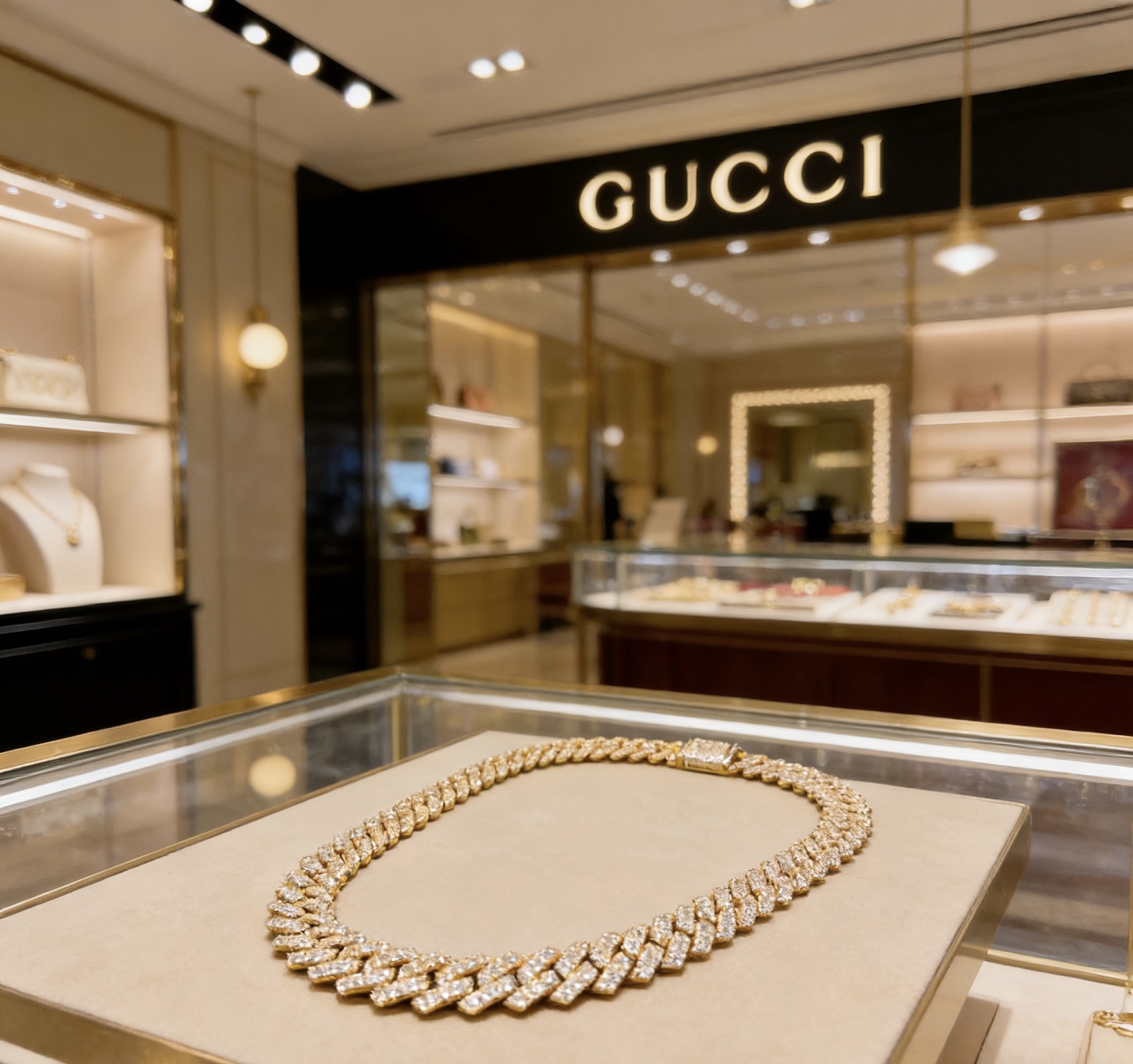 Gucci 奢华款𝐆𝐮𝐜𝐜𝐢古驰项链最新款满钻链条档次更高
