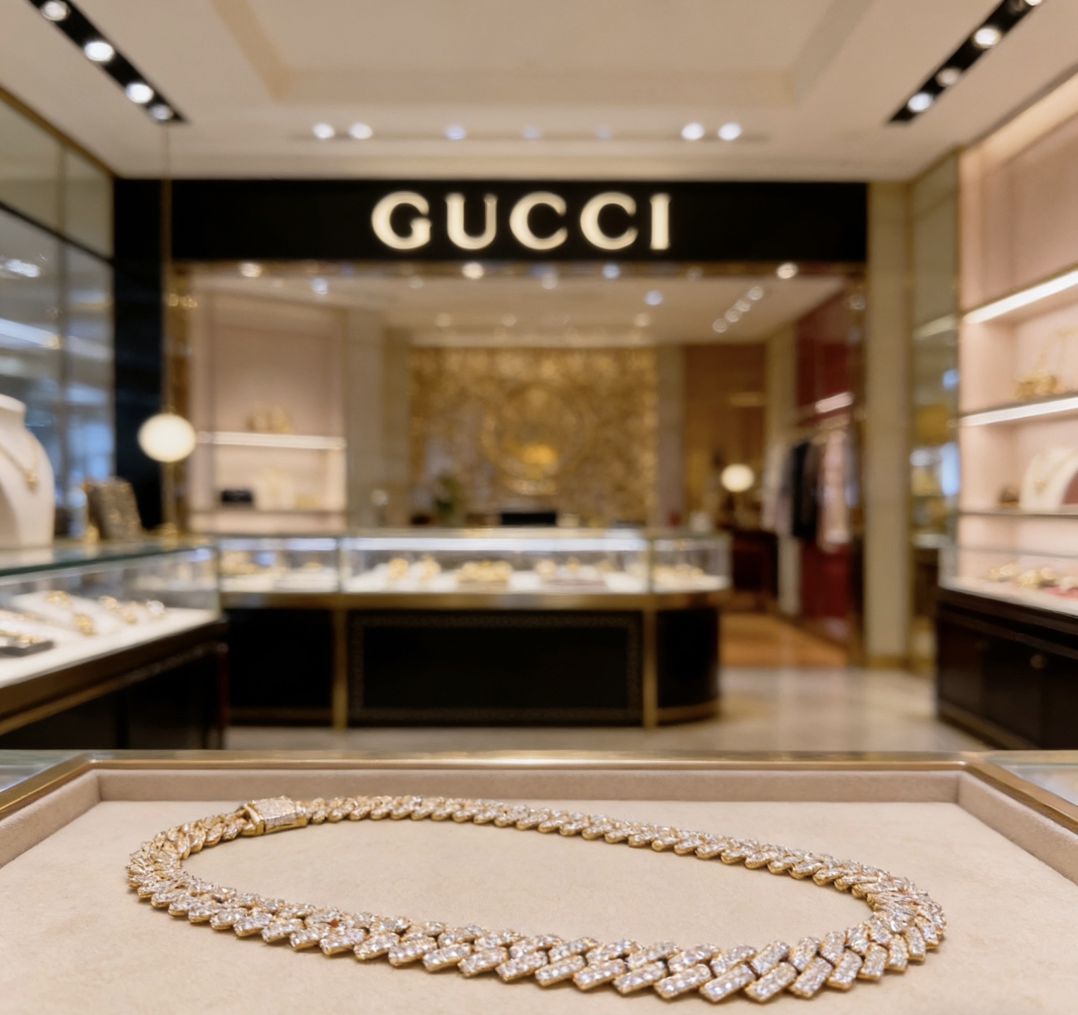 Gucci 奢华款𝐆𝐮𝐜𝐜𝐢古驰项链最新款满钻链条档次更高