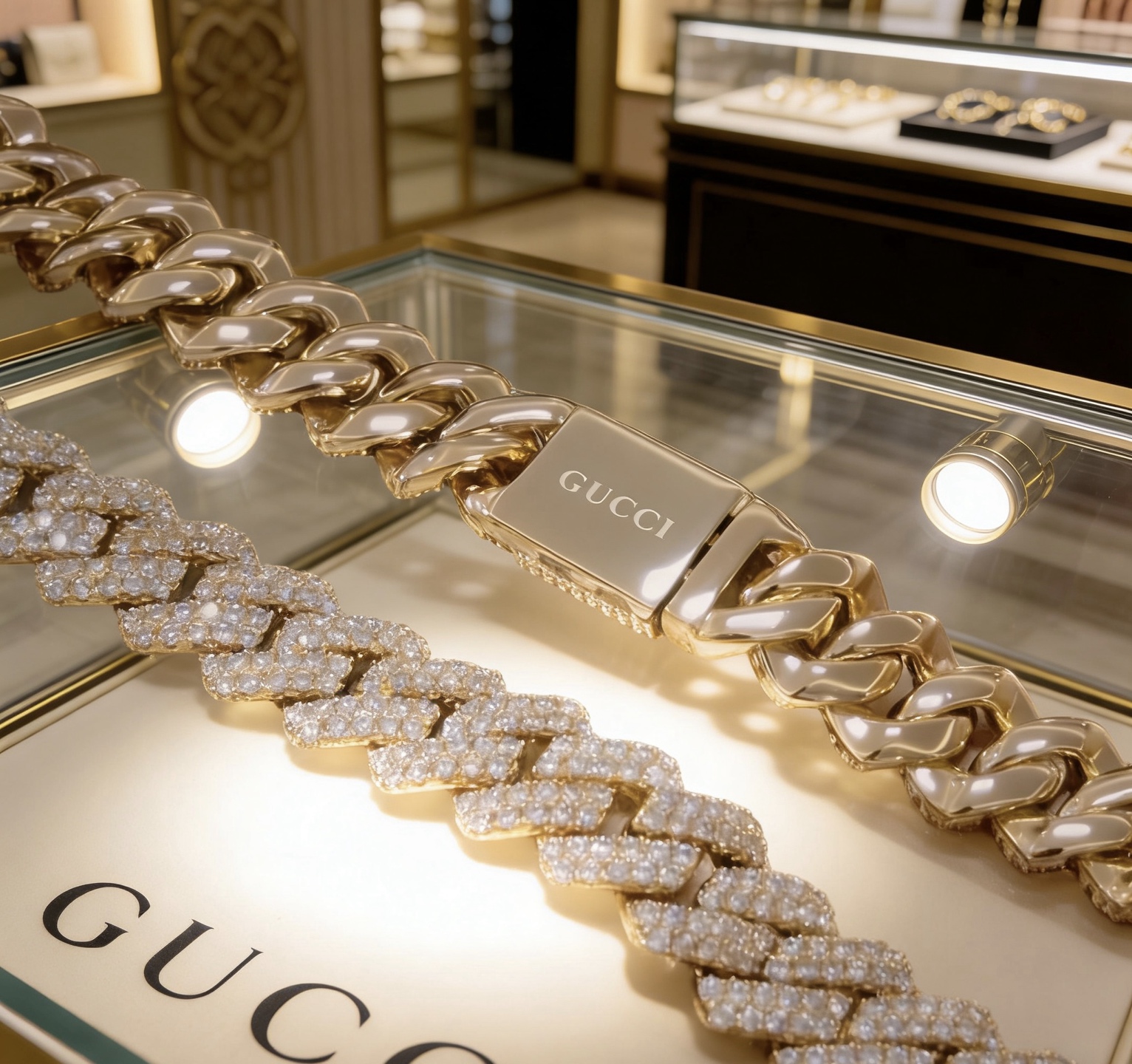 Gucci 奢华款𝐆𝐮𝐜𝐜𝐢古驰项链最新款满钻链条档次更高