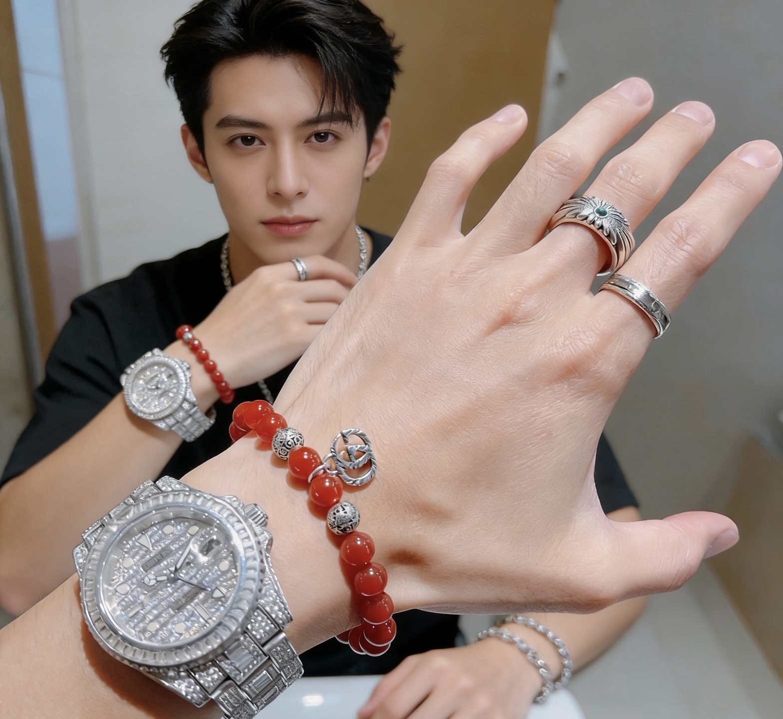 Gucci 𝐆𝐮𝐜𝐜𝐢古驰手链 最新款天然石红玛瑙手链档次更高 Anger Forest系列双g手链