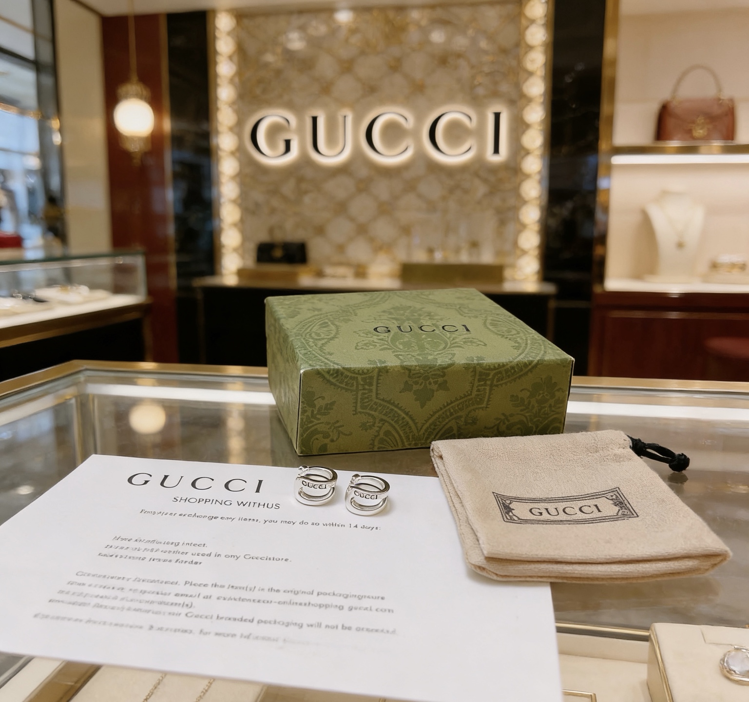 Gucci 新品首发不爆不发 抖音带货 首选 𝐆𝐮𝐜𝐜𝐢古驰耳钉最新款档次更高 Anger Forest系列双g设计理念 系列古驰耳钉
