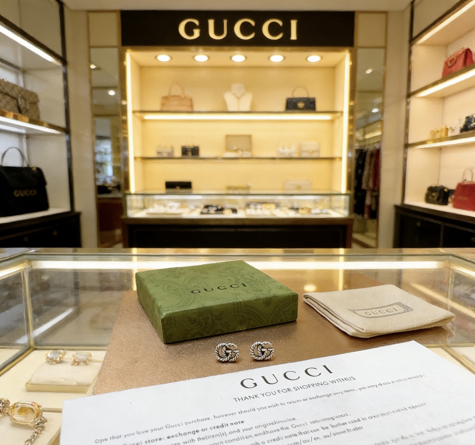 Gucci 新品首发不爆不发 抖音带货 首选 𝐆𝐮𝐜𝐜𝐢古驰耳钉最新款档次更高 Anger Forest系列双g设计理念 系列古驰耳钉
