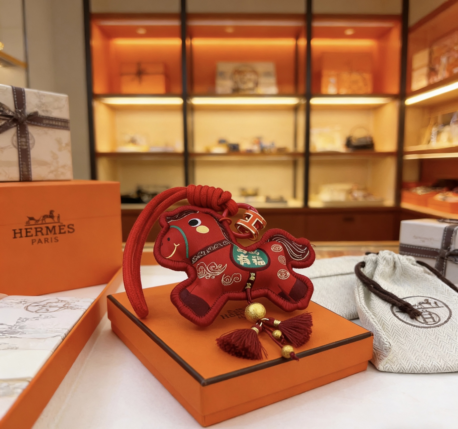 Hermès 马年新品新款Hermes爱马仕钥匙扣钥匙扣加厚版 铂金版