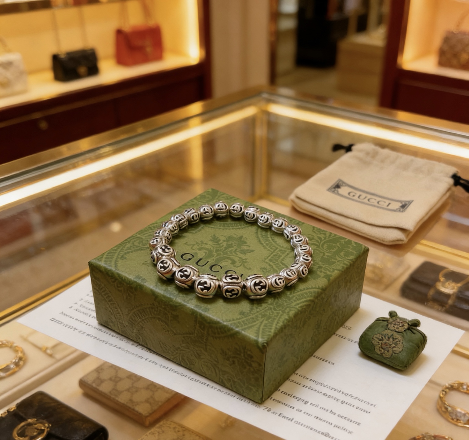 Gucci 𝐆𝐮𝐜𝐜𝐢古驰手链 奢华手串 最新款全件串珠手链档次更高 Anger Forest系列双g 古驰手链