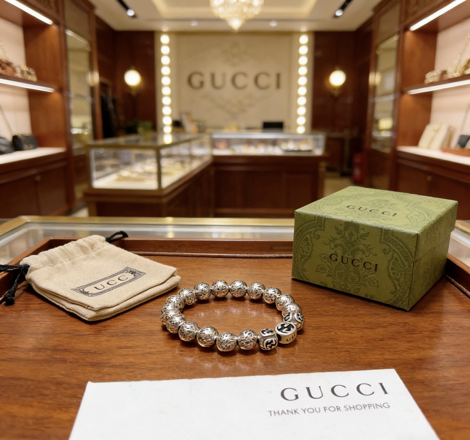 Gucci 𝐆𝐮𝐜𝐜𝐢古驰手链 奢华手串 最新款全件串珠手链档次更高 Anger Forest系列双g 古驰手链