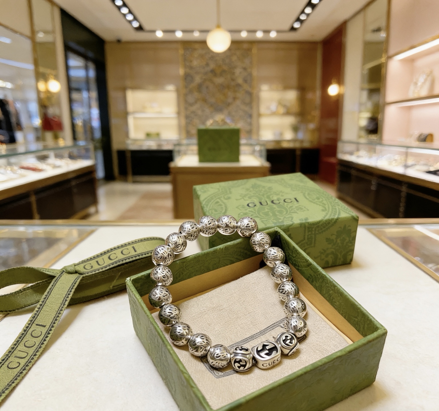Gucci 𝐆𝐮𝐜𝐜𝐢古驰手链 奢华手串 最新款全件串珠手链档次更高 Anger Forest系列双g 古驰手链