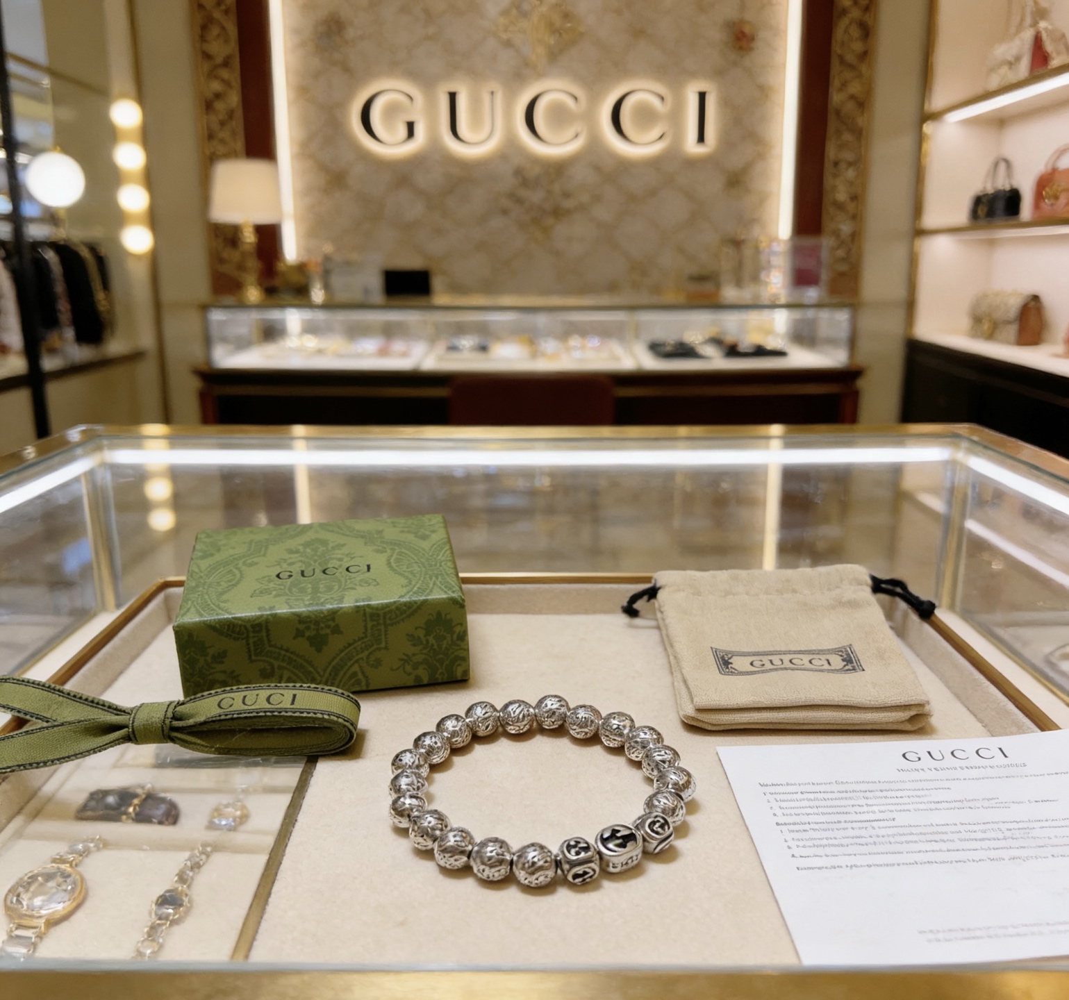 Gucci 𝐆𝐮𝐜𝐜𝐢古驰手链 奢华手串 最新款全件串珠手链档次更高 Anger Forest系列双g 古驰手链