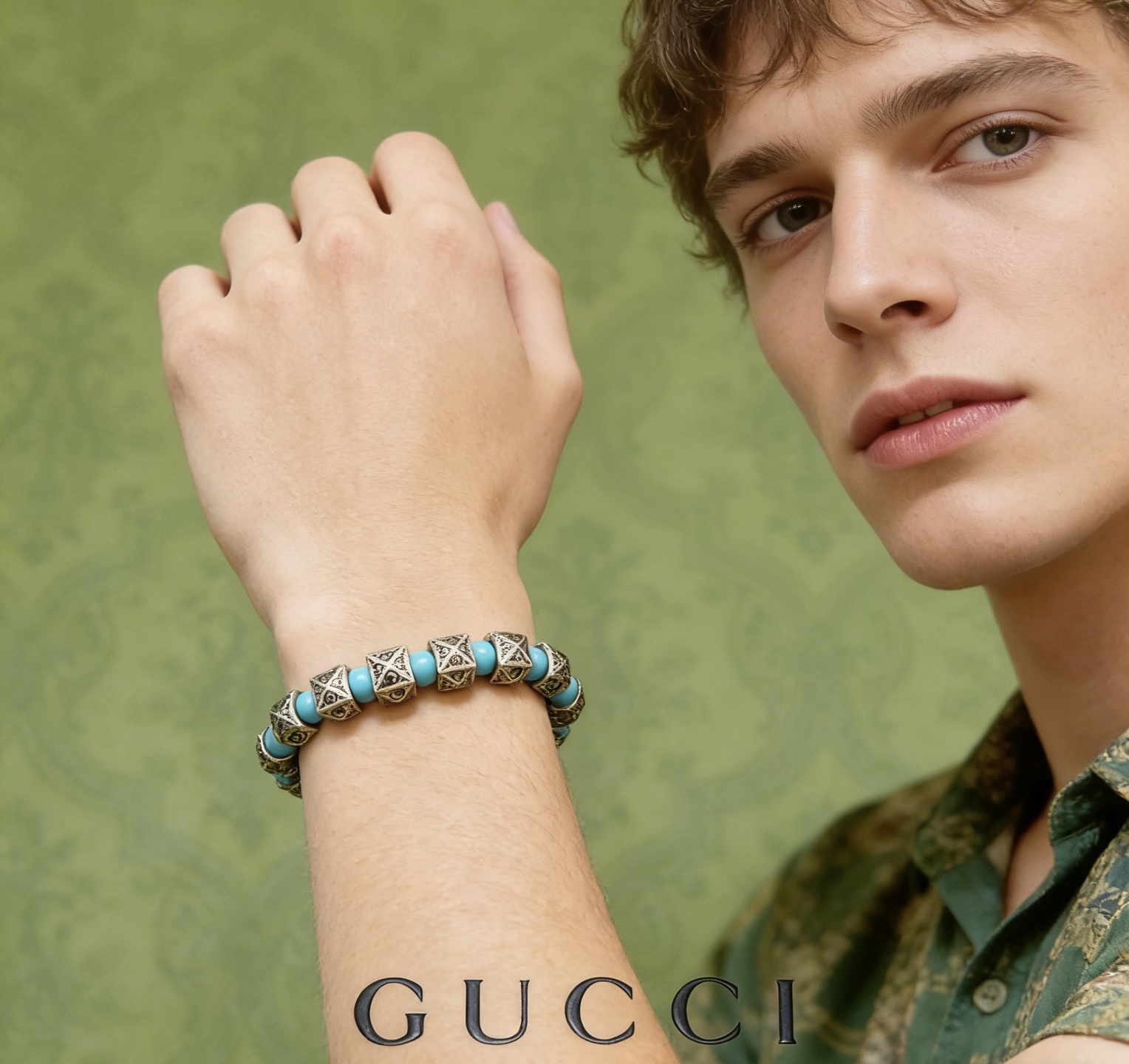 Gucci 新品发布 𝐆𝐮𝐜𝐜𝐢古驰手链 奢华古驰手串 绿松石手链水晶 最新款全件串珠手链档次更高 Anger Forest系列双g 古驰手链