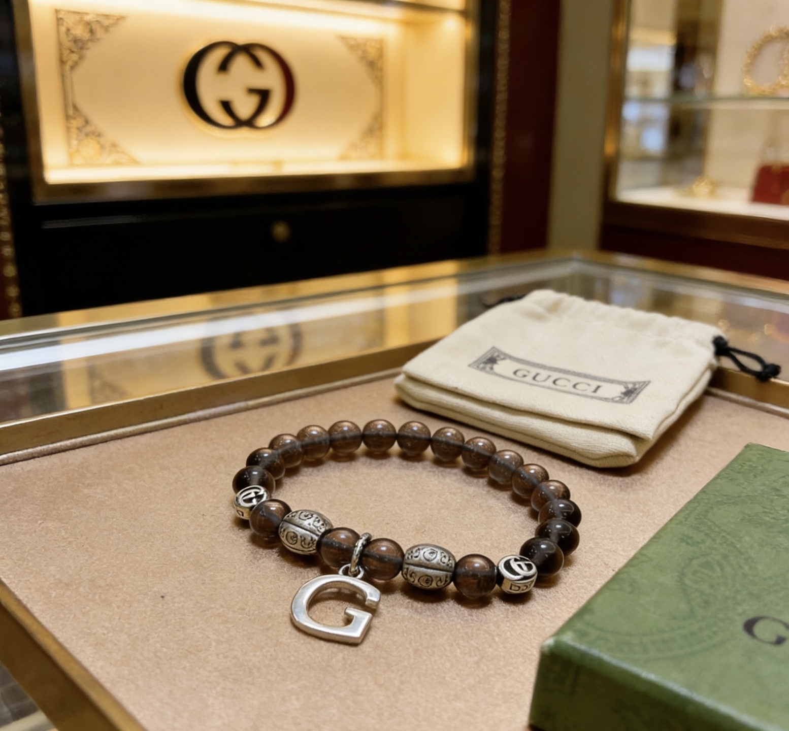 Gucci 𝐆𝐮𝐜𝐜𝐢古驰手链 最新款天然石手链档次更高 Anger Forest系列双g手链