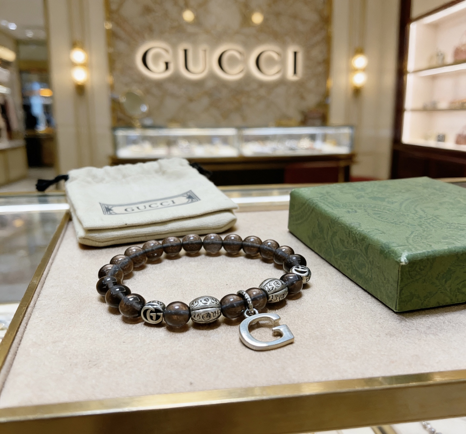 Gucci 𝐆𝐮𝐜𝐜𝐢古驰手链 最新款天然石手链档次更高 Anger Forest系列双g手链