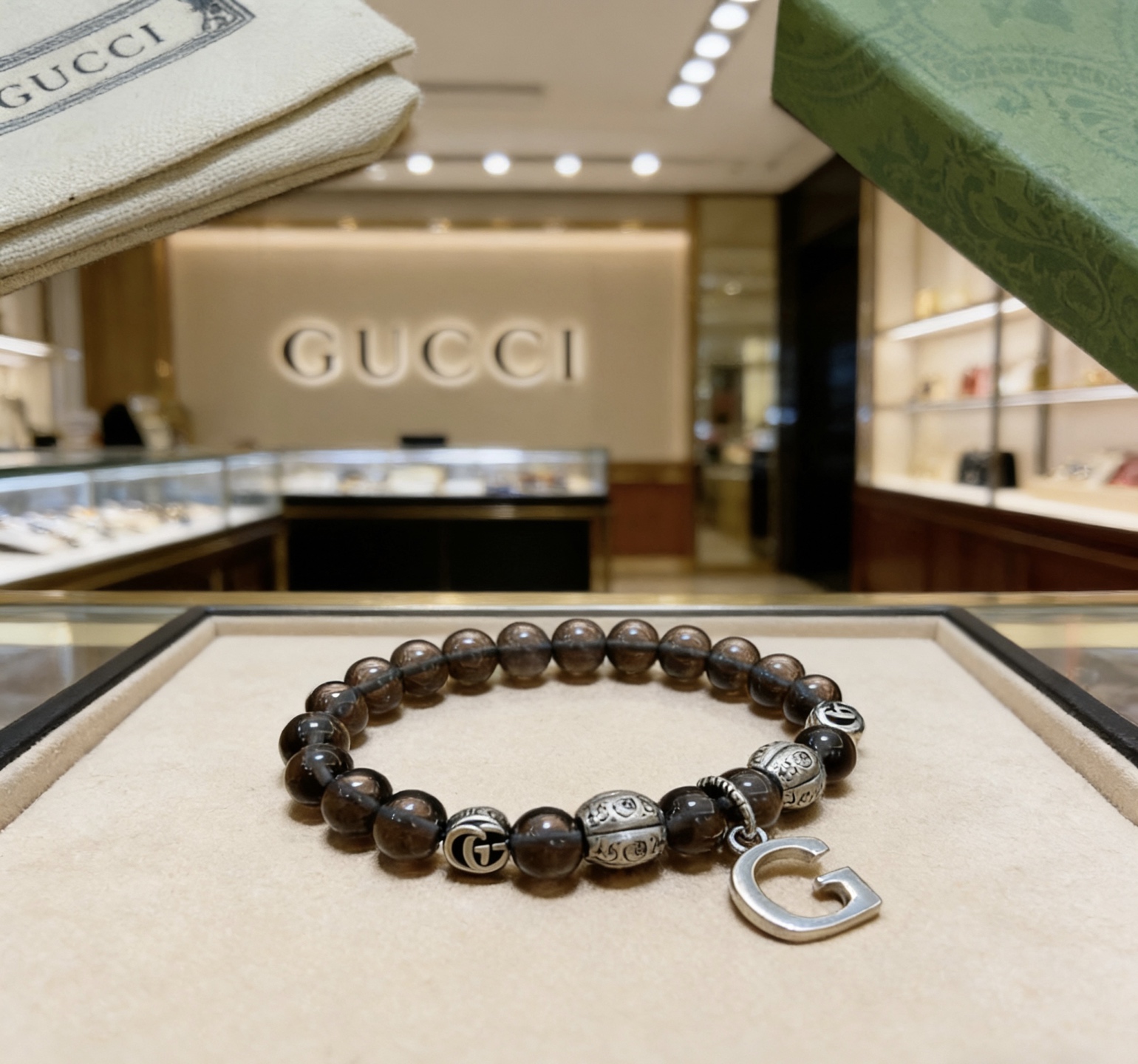 Gucci 𝐆𝐮𝐜𝐜𝐢古驰手链 最新款天然石手链档次更高 Anger Forest系列双g手链