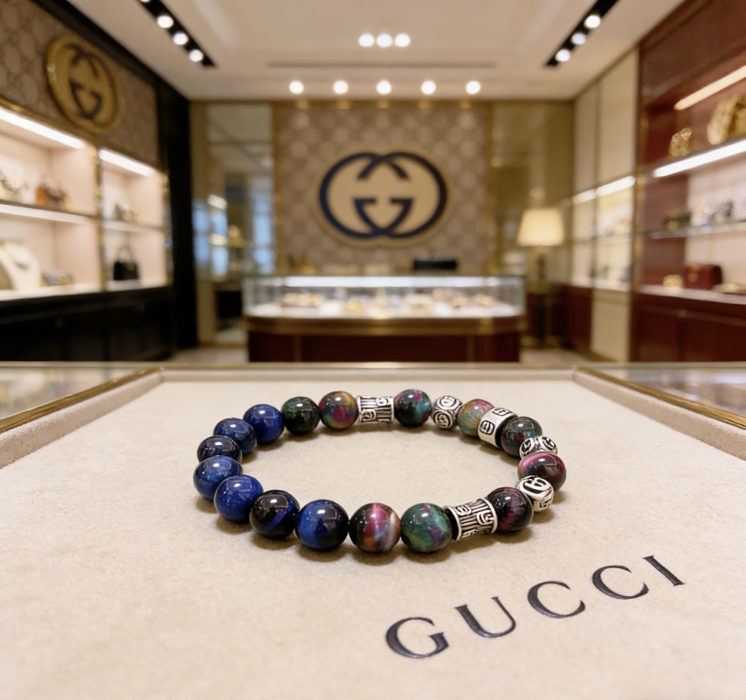 Gucci 新品发布𝐆𝐮𝐜𝐜𝐢古驰手链 最新款天然紫虎眼石手链档次更高 Anger Forest系列双g手链