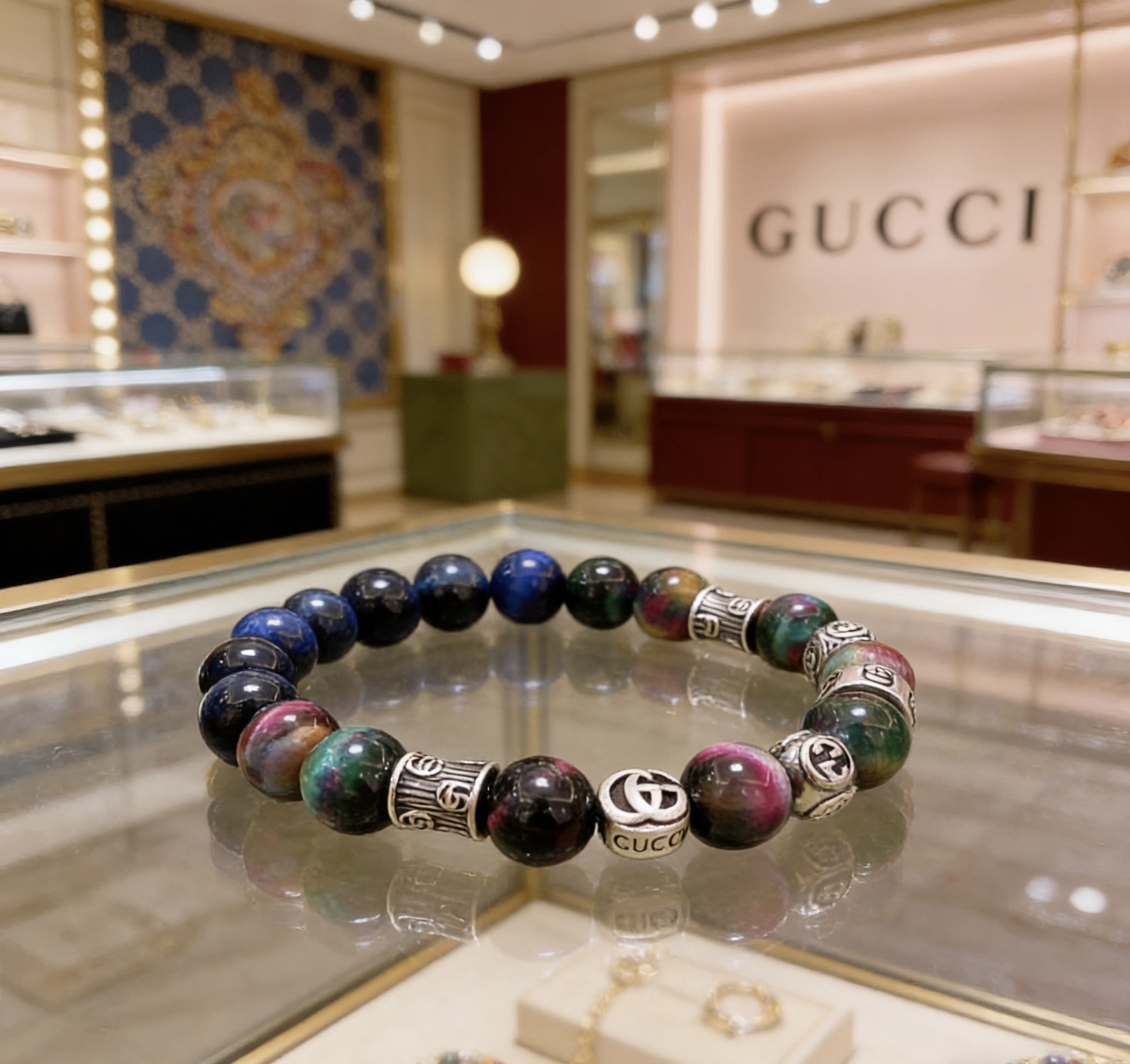 Gucci 新品发布𝐆𝐮𝐜𝐜𝐢古驰手链 最新款天然紫虎眼石手链档次更高 Anger Forest系列双g手链