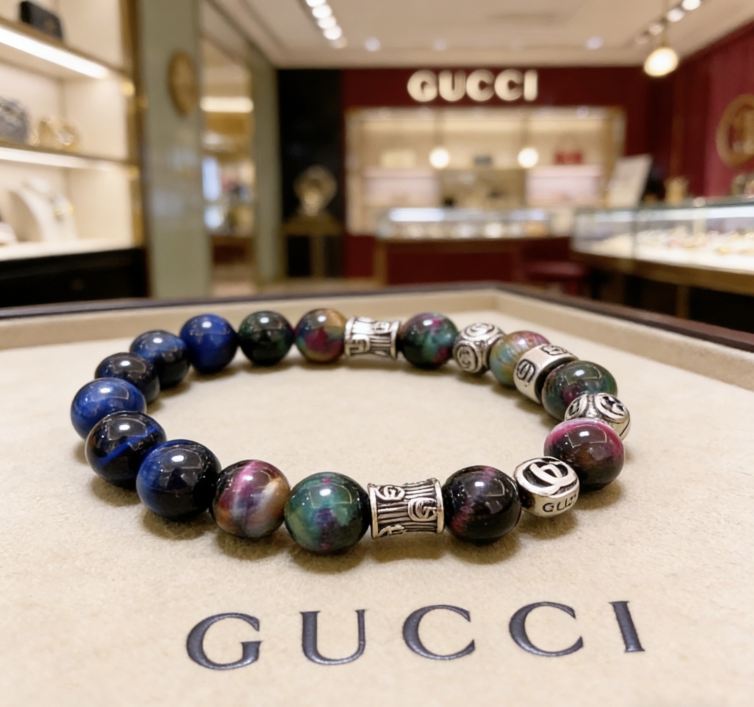 Gucci 新品发布𝐆𝐮𝐜𝐜𝐢古驰手链 最新款天然紫虎眼石手链档次更高 Anger Forest系列双g手链