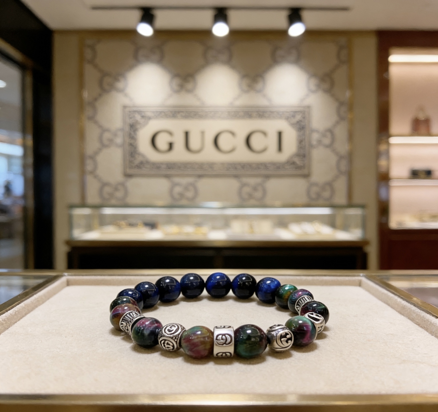 Gucci 新品发布𝐆𝐮𝐜𝐜𝐢古驰手链 最新款天然紫虎眼石手链档次更高 Anger Forest系列双g手链