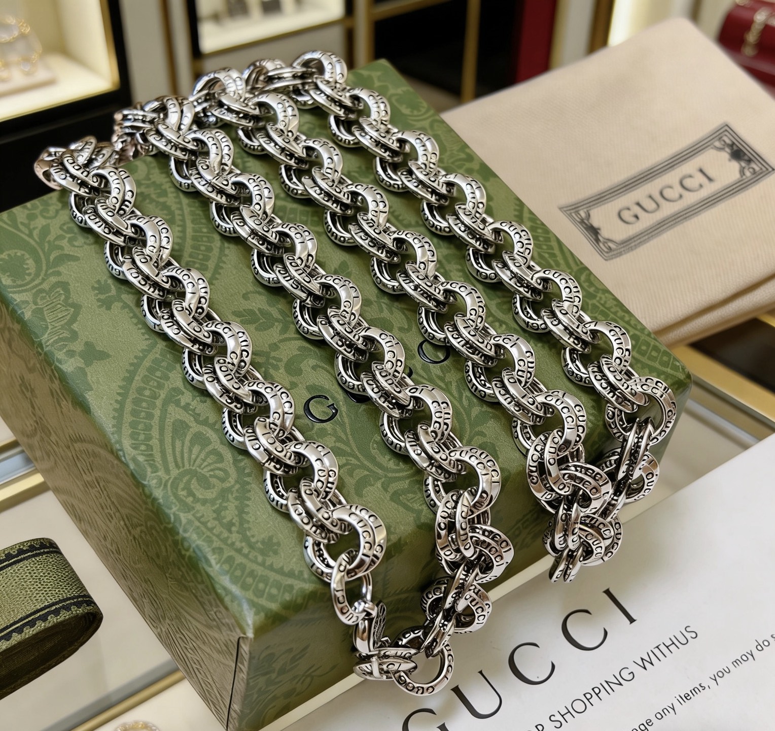Gucci 奢华款𝐆𝐮𝐜𝐜𝐢古驰项链最新款链条档次更高