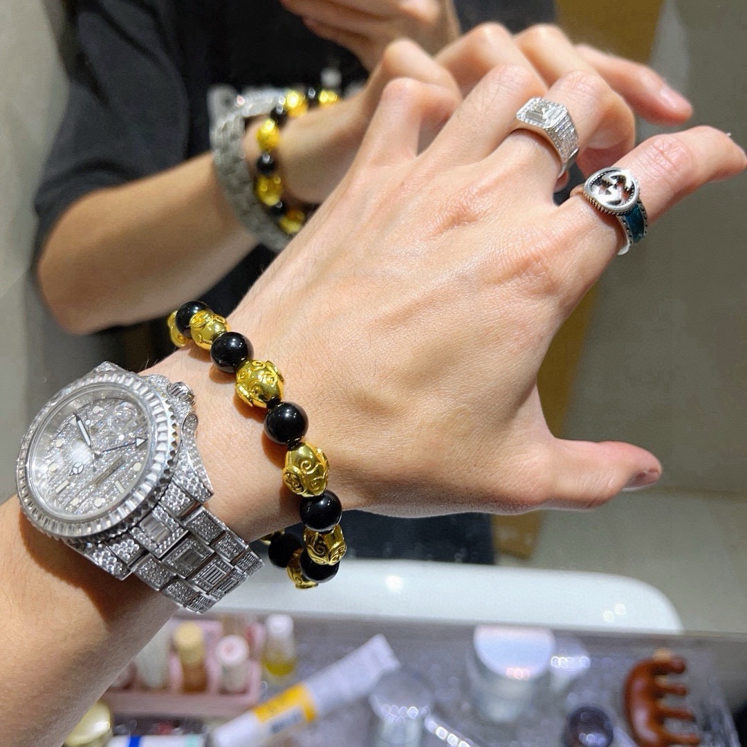 Gucci 新品发布 𝐆𝐮𝐜𝐜𝐢古驰手链 奢华古驰手串 金店 黑玛瑙手链水晶 最新款全件串珠手链档次更高 Anger Forest系列双g 古驰手链