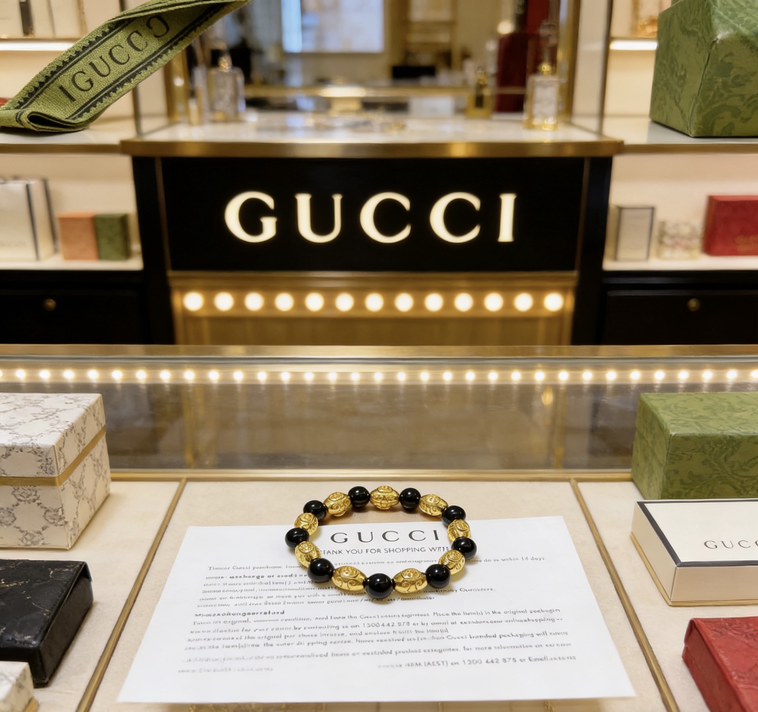 Gucci 新品发布 𝐆𝐮𝐜𝐜𝐢古驰手链 奢华古驰手串 金店 黑玛瑙手链水晶 最新款全件串珠手链档次更高 Anger Forest系列双g 古驰手链