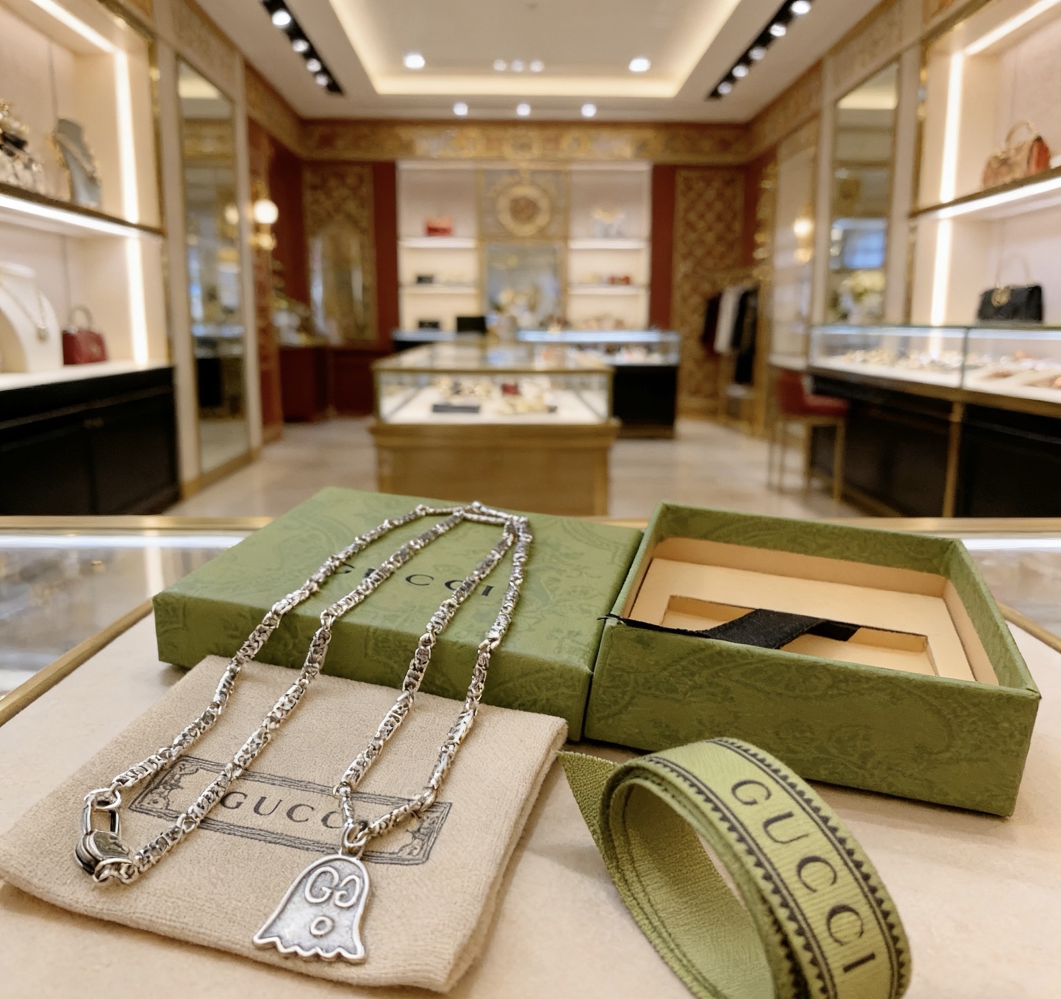 Gucci 𝐆𝐮𝐜𝐜𝐢古驰项链最新款链条档次更高 Anger Forest系列双G吊坠古驰项链