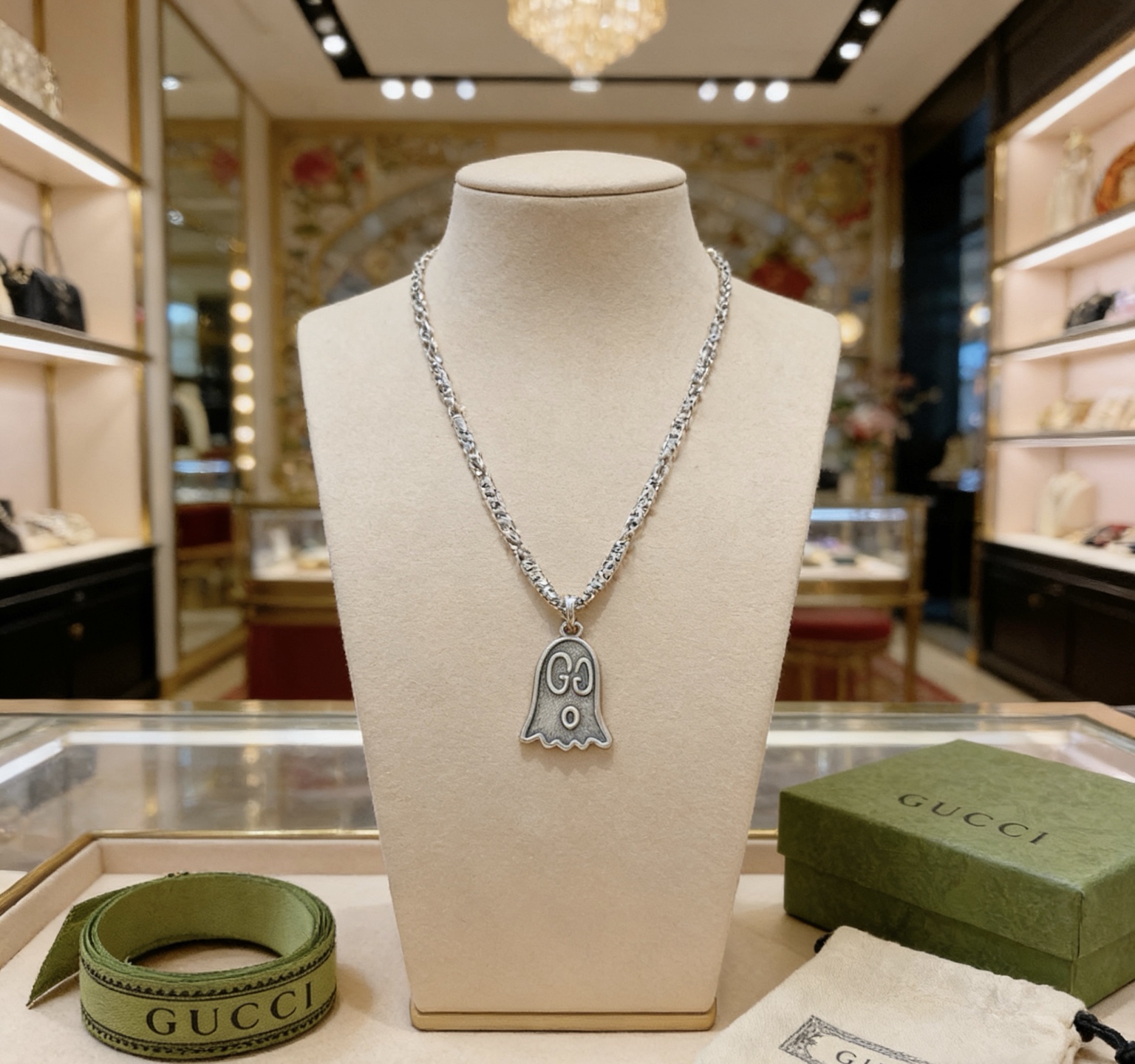 Gucci 𝐆𝐮𝐜𝐜𝐢古驰项链最新款链条档次更高 Anger Forest系列双G吊坠古驰项链