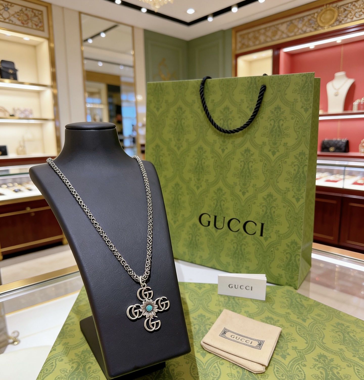 Gucci 新品发布 𝐆𝐮𝐜𝐜𝐢古驰项链最新款链条档次更高 Anger Forest系列双G 款艺术模型设计理念项链系列 银项链