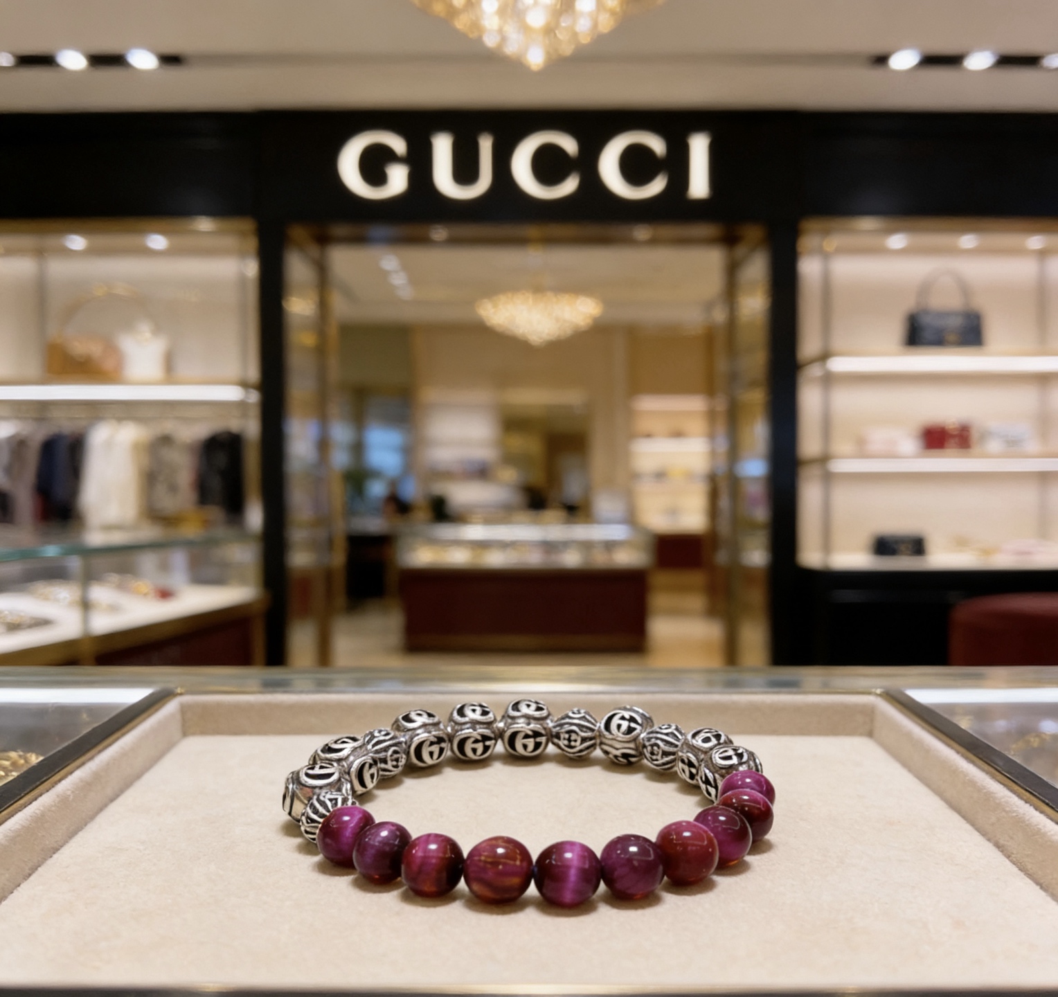 Gucci 𝐆𝐮𝐜𝐜𝐢古驰手链 最新款天然虎眼石手链档次更高 Anger Forest系列双G天然虎眼石水晶手链