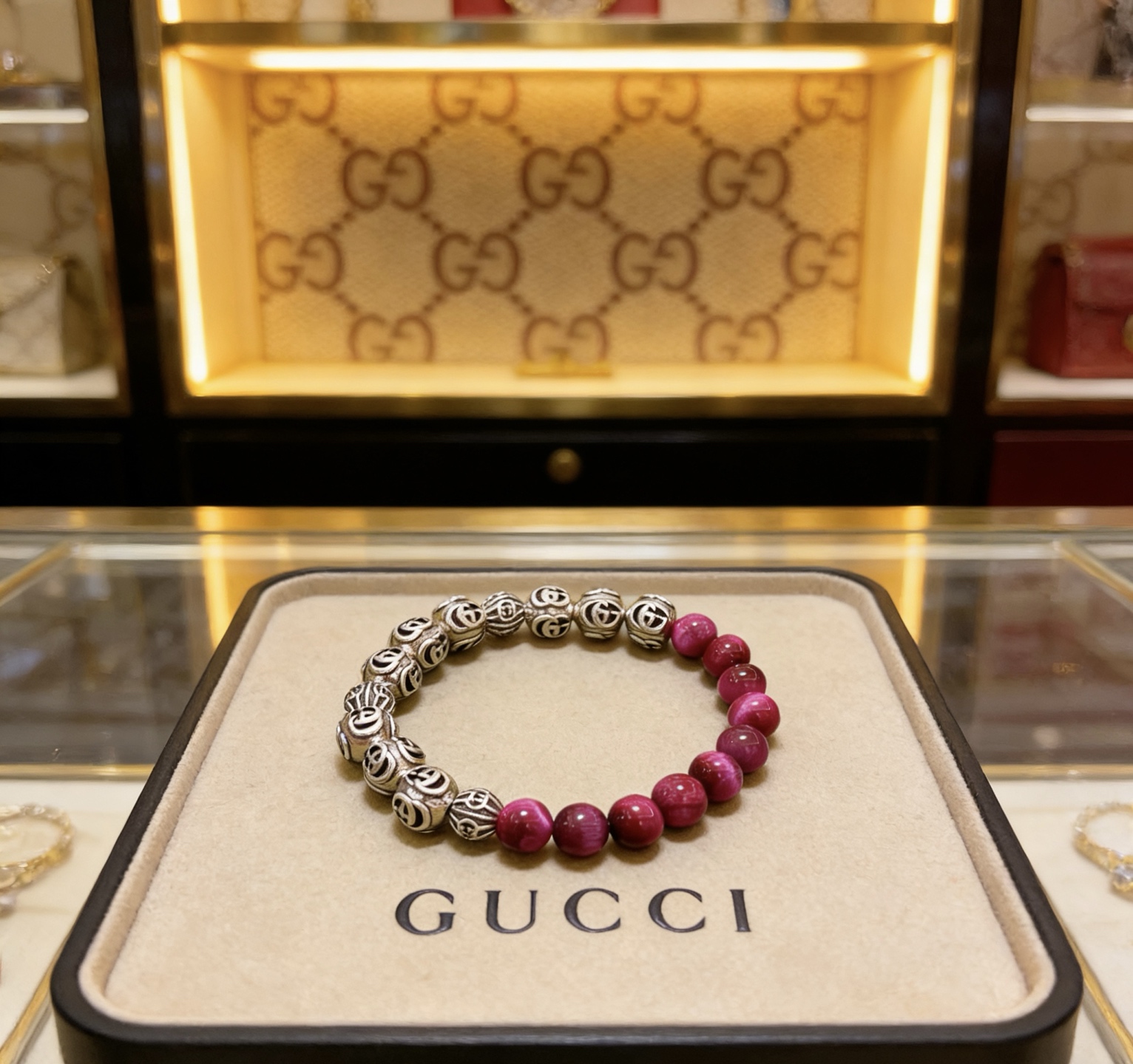 NO:755141,Batch Gucci bracelets for men and women. The latest natural tiger eye stone bracelet is of higher quality. The same style as the star Anger Forest series double G natural tiger eye stone crystal bracelet. Size: 16-24 cm. The details are distressed. The shiny version is not available in the market. This model is not commonly made in the market. It has been released. The best-selling model in Gucci. It is very good to match clothes, high-quality jewelry, gucci, and bracelets.19860909批 古驰手链男女同款 最新款天然虎眼石手链档次更高明星同款Anger Forest系列双G天然虎眼石水晶手链 尺寸:16-24厘米 细节对版做旧处理 非市面亮面版型 非市面普通做这款一直在出 古驰里面热卖款 非常好搭配衣服,饰品精品,gucci,bracelet,Jewelry