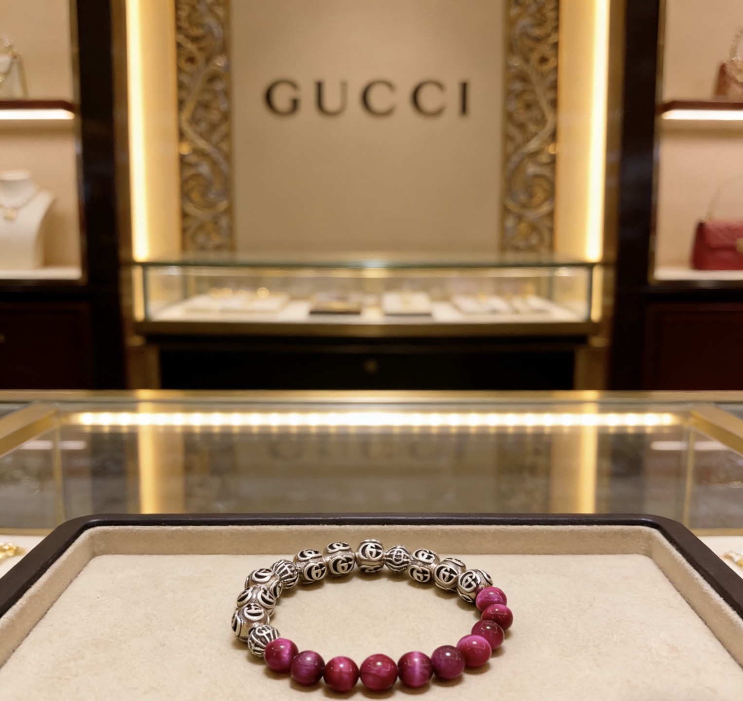 Gucci 𝐆𝐮𝐜𝐜𝐢古驰手链 最新款天然虎眼石手链档次更高 Anger Forest系列双G天然虎眼石水晶手链