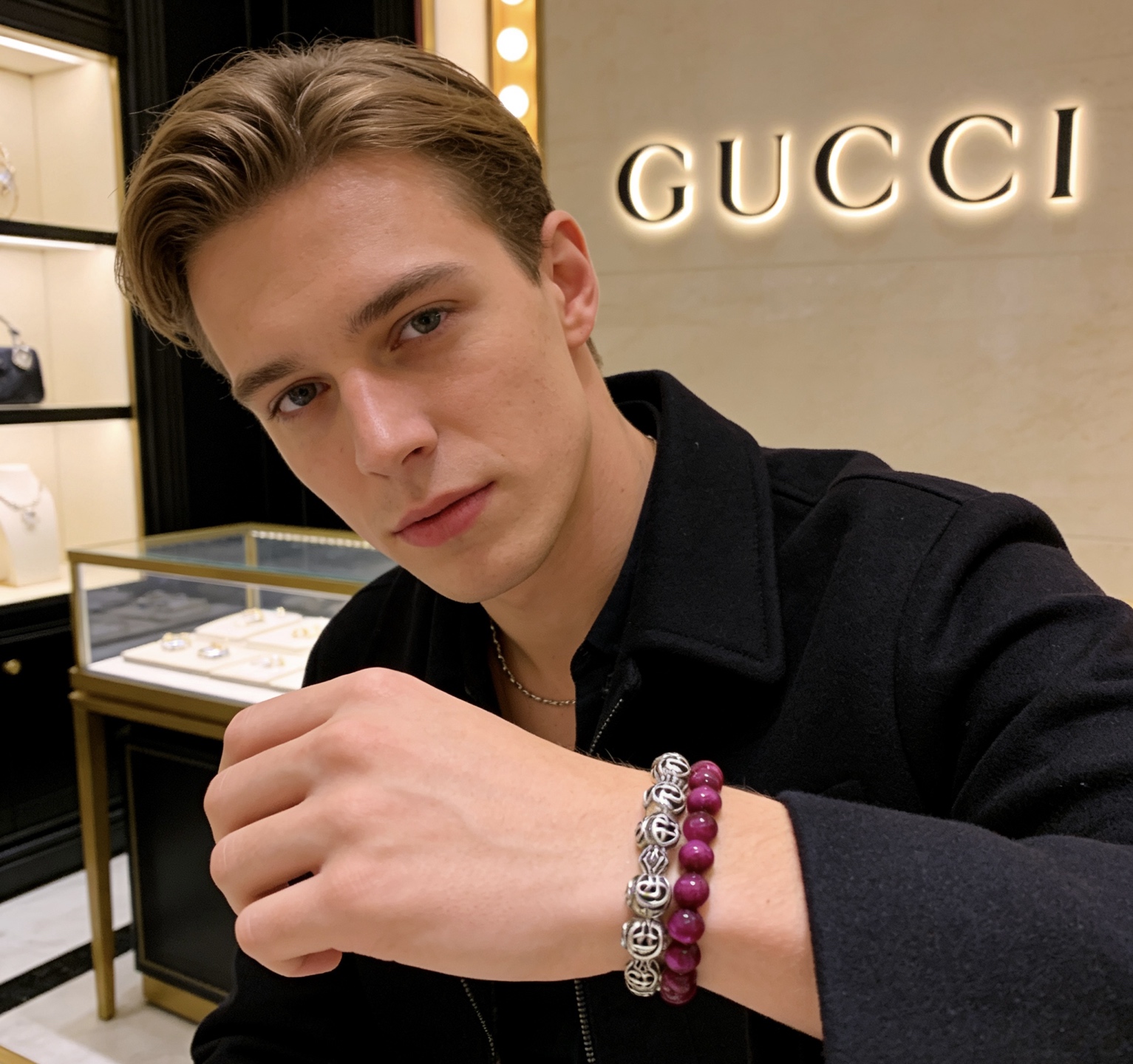 Gucci 𝐆𝐮𝐜𝐜𝐢古驰手链 最新款天然虎眼石手链档次更高 Anger Forest系列双G天然虎眼石水晶手链
