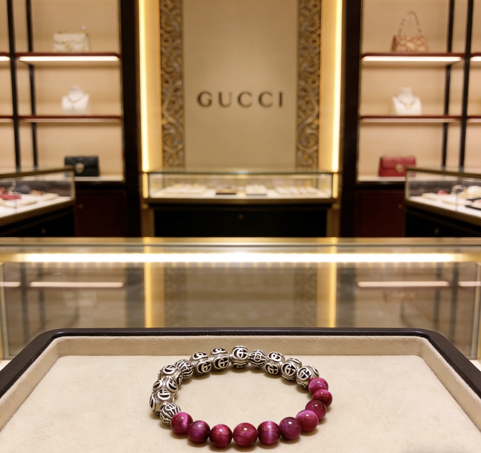 Gucci 𝐆𝐮𝐜𝐜𝐢古驰手链 最新款天然虎眼石手链档次更高 Anger Forest系列双G天然虎眼石水晶手链