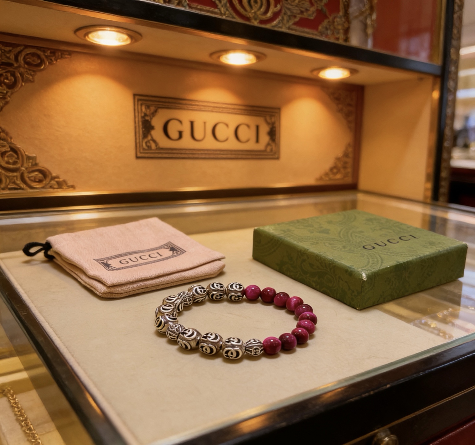Gucci 𝐆𝐮𝐜𝐜𝐢古驰手链 最新款天然虎眼石手链档次更高 Anger Forest系列双G天然虎眼石水晶手链