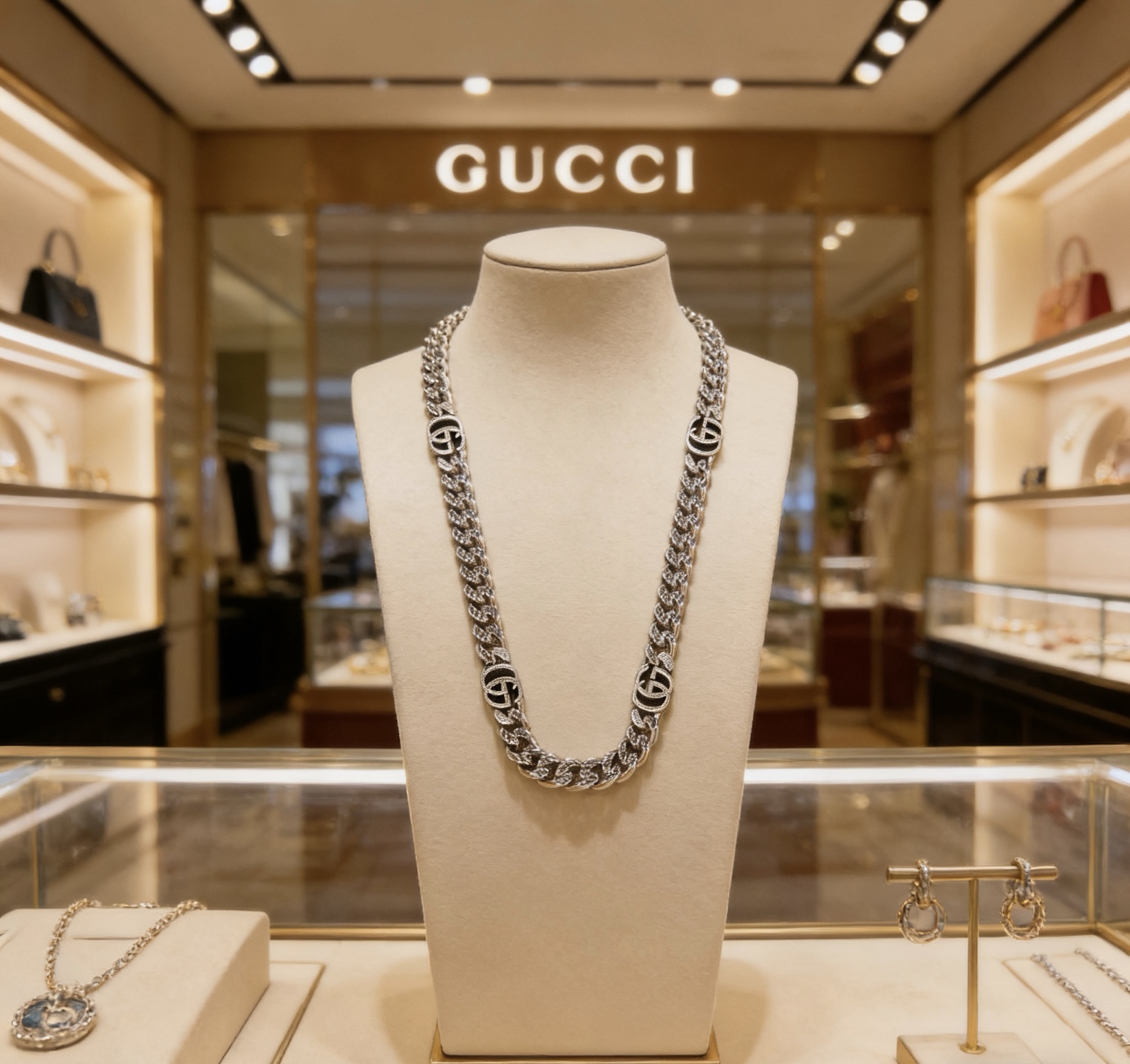 Gucci 古驰套装新品发布 不爆不发 抖音带货 首选 𝐆𝐮𝐜𝐜𝐢古驰项链最新款链条档次更高 Anger Forest系列双g古驰新品艺术风格 项链