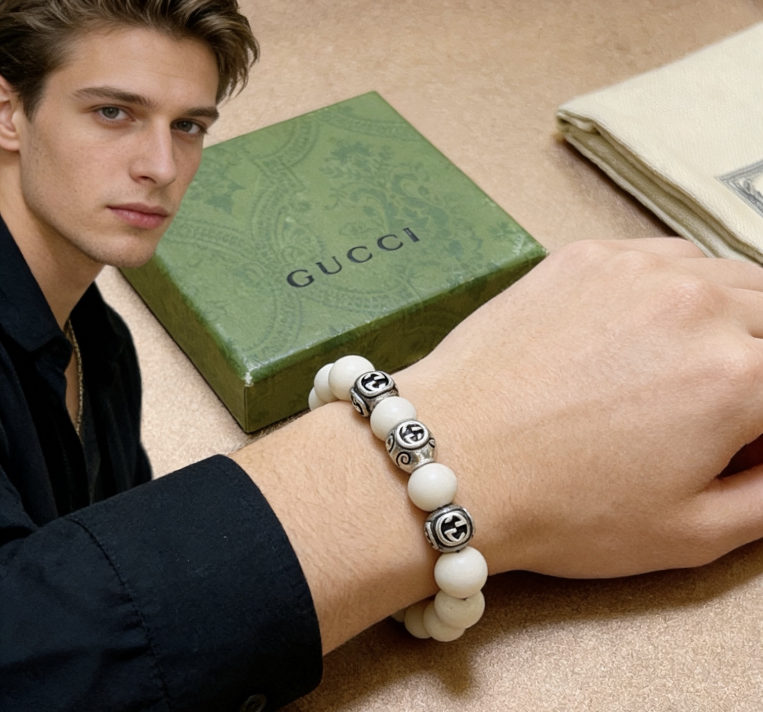 Gucci 𝐆𝐮𝐜𝐜𝐢古驰手链 最新款天然黄玉手链档次更高 Anger Forest系列双G天然黄玉手链