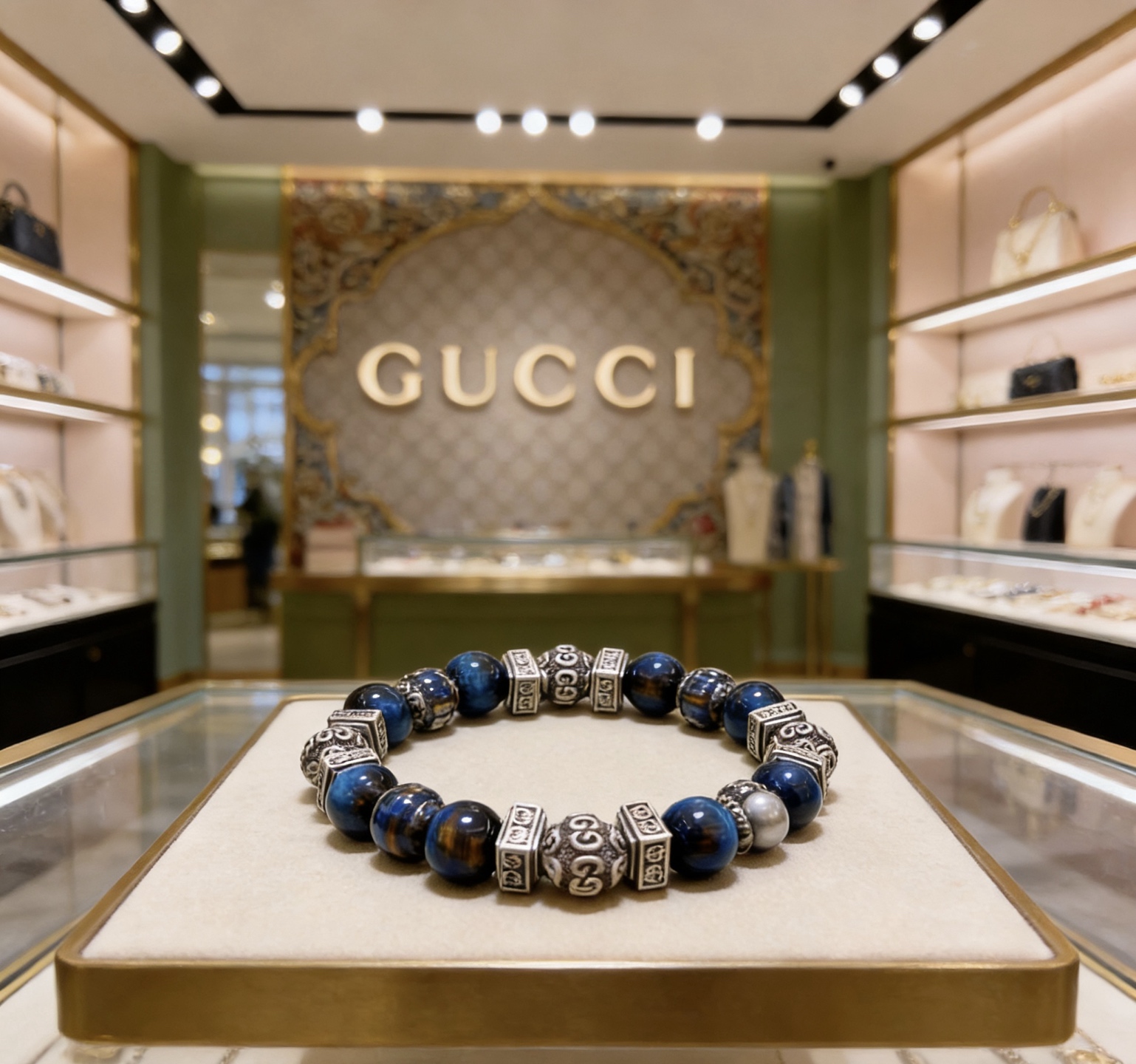 Gucci 𝐆𝐮𝐜𝐜𝐢古驰手链 最新款天然虎眼石手链档次更高 Anger Forest系列双G天然虎眼石手链
