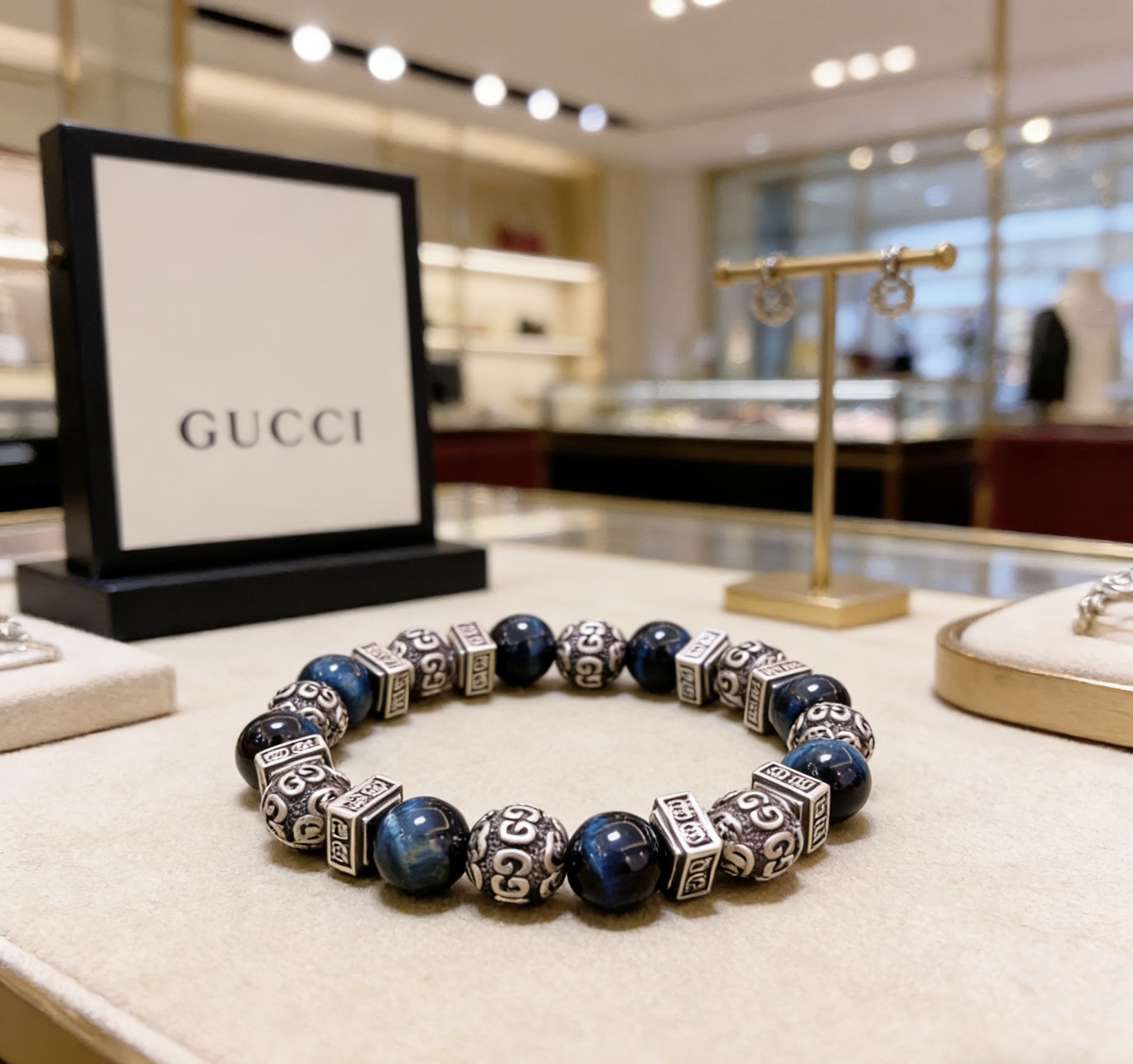 Gucci 𝐆𝐮𝐜𝐜𝐢古驰手链 最新款天然虎眼石手链档次更高 Anger Forest系列双G天然虎眼石手链