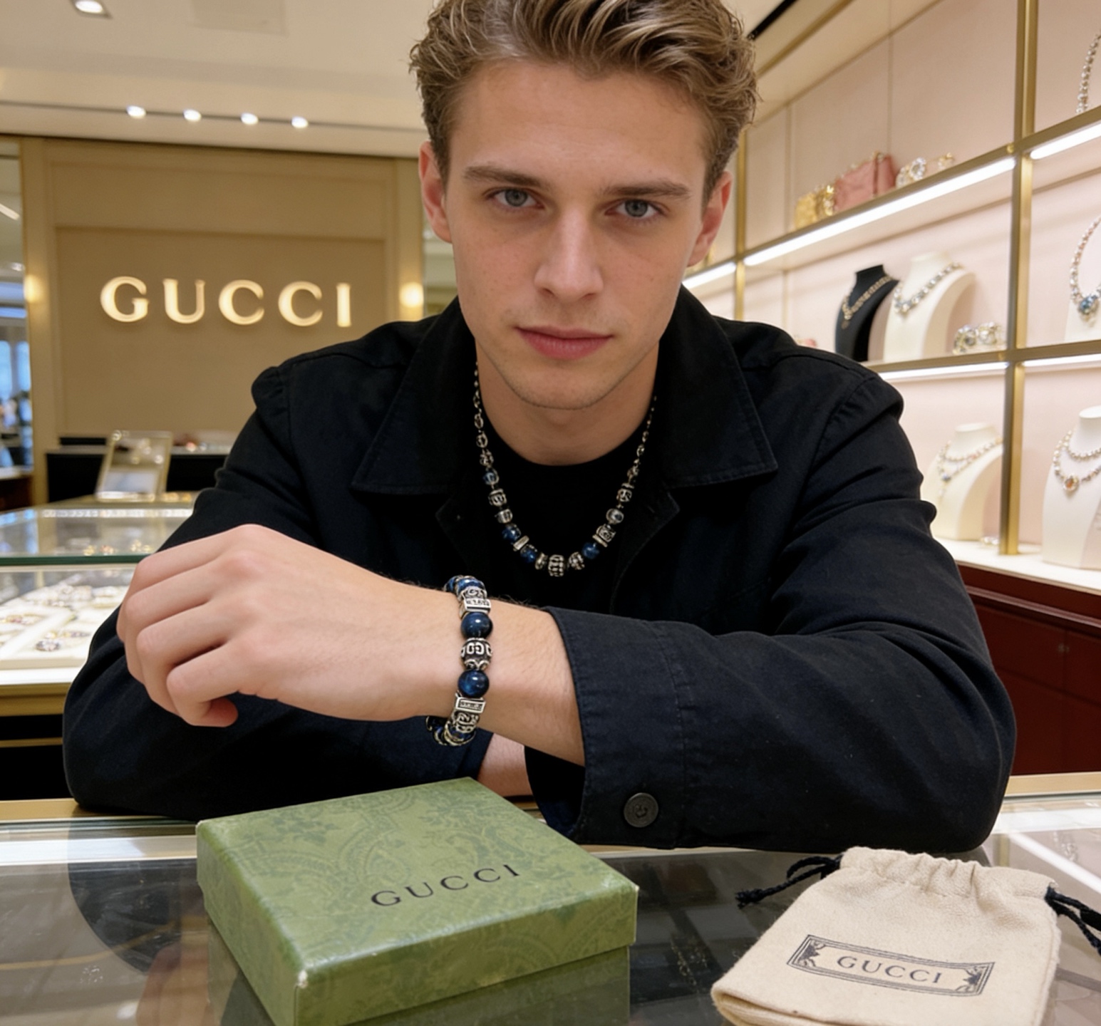 Gucci 𝐆𝐮𝐜𝐜𝐢古驰手链 最新款天然虎眼石手链档次更高 Anger Forest系列双G天然虎眼石手链